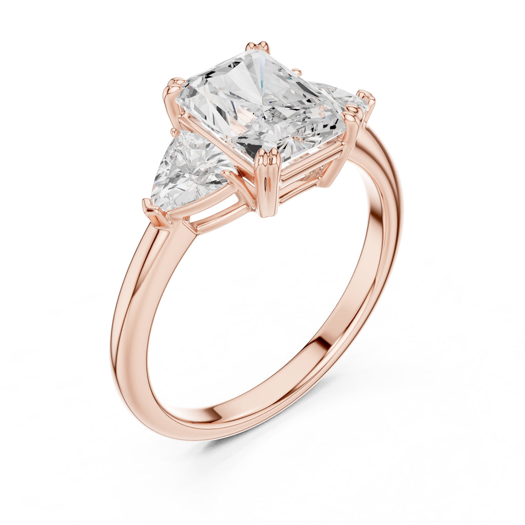 2.00 ct Opulent Three-Stone Engagement Ring 2ct Rose Gold Radiant