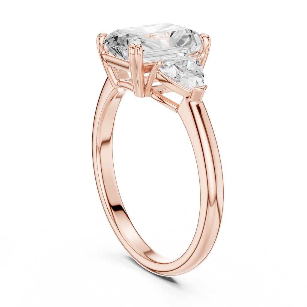 2.00 ct Opulent Three-Stone Engagement Ring 2ct Rose Gold Radiant