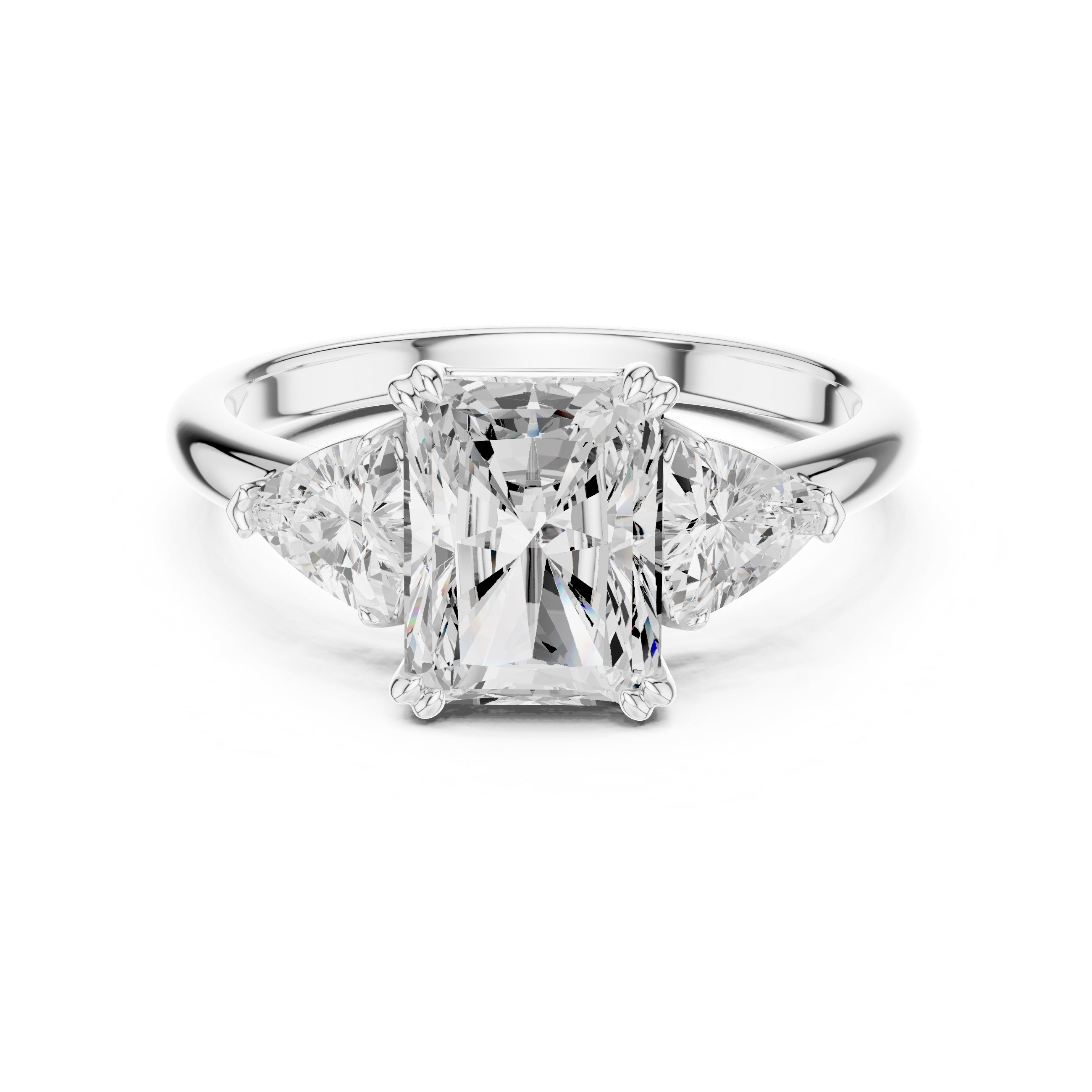 2.00 ct Opulent Three-Stone Engagement Ring 2ct White Gold Radiant