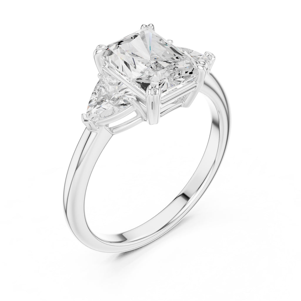 2.00 ct Opulent Three-Stone Engagement Ring 2ct White Gold Radiant