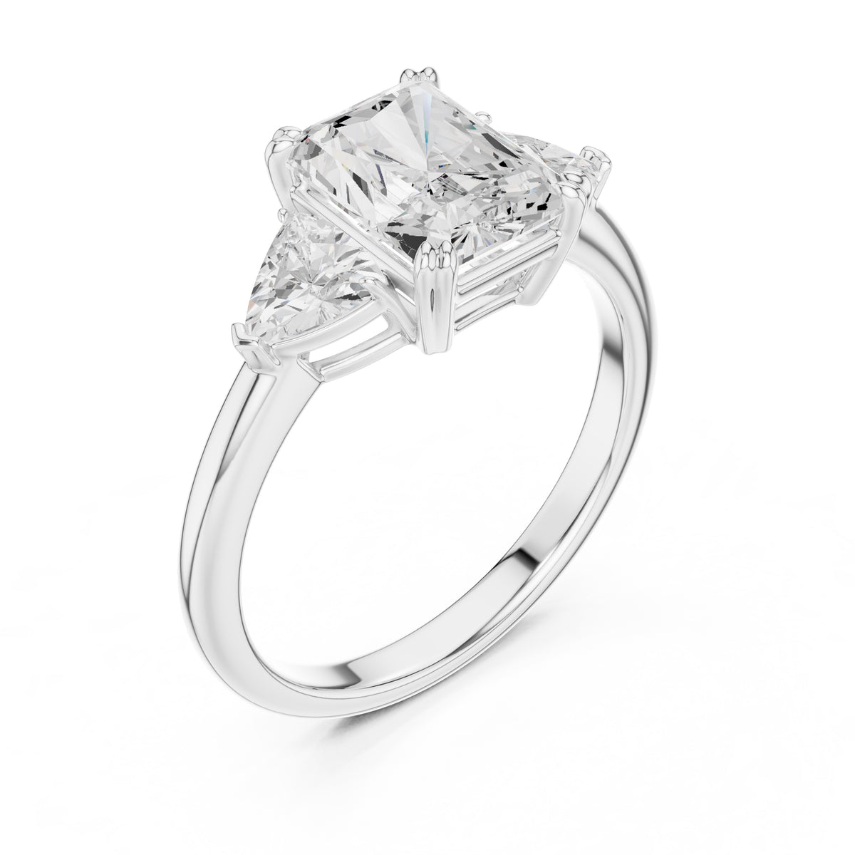 2.00 ct Opulent Three-Stone Engagement Ring 2ct White Gold Radiant