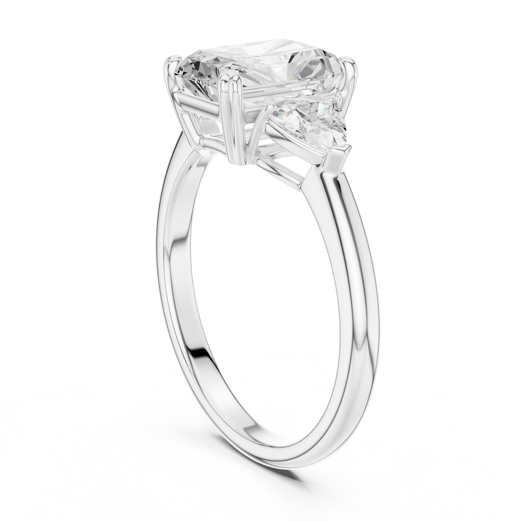 2.00 ct Opulent Three-Stone Engagement Ring 2ct White Gold Radiant