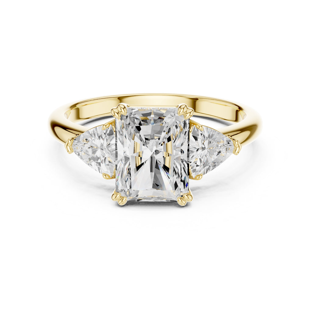2.00 ct Opulent Three-Stone Engagement Ring 2ct Yellow Gold Radiant