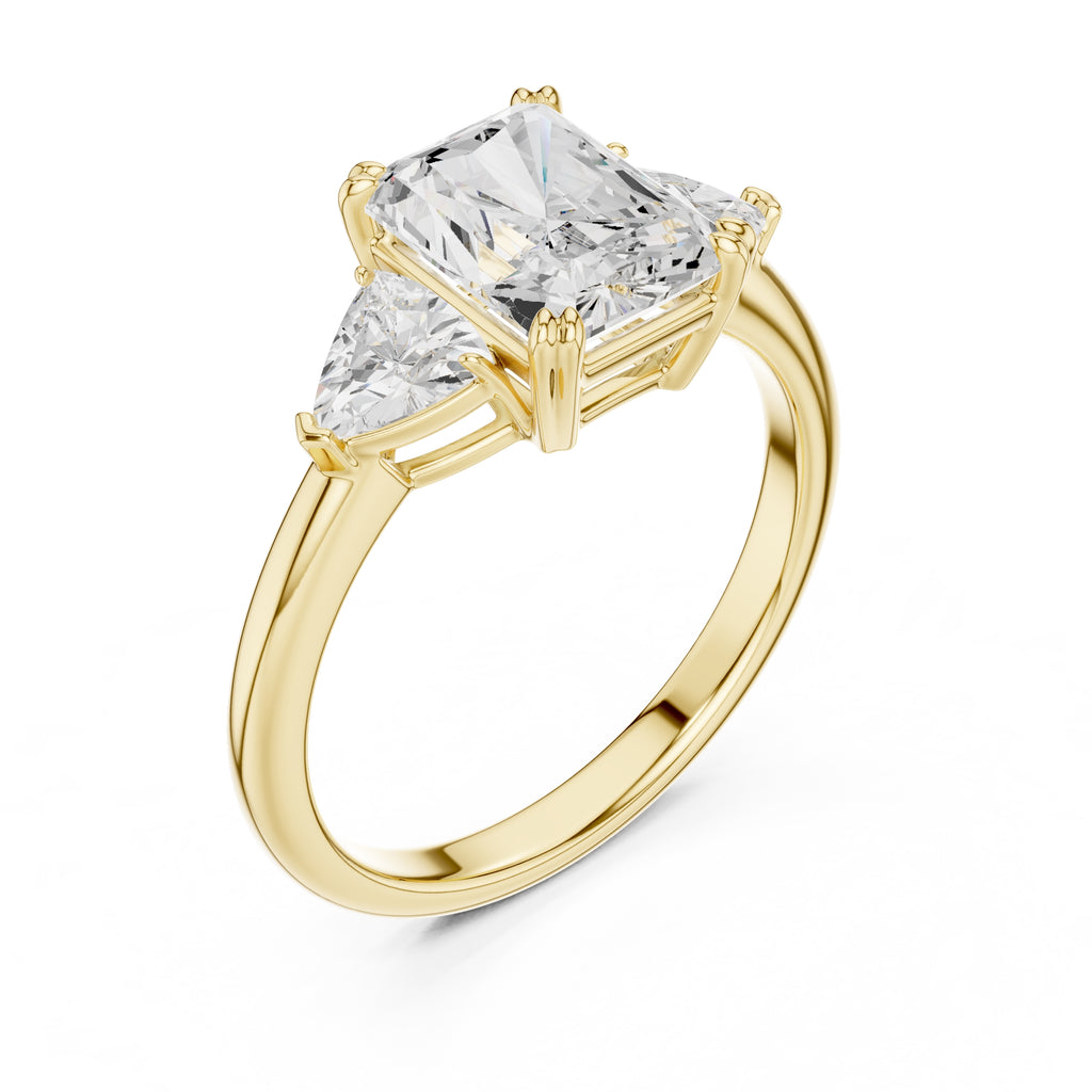2.00 ct Opulent Three-Stone Engagement Ring 2ct Yellow Gold Radiant