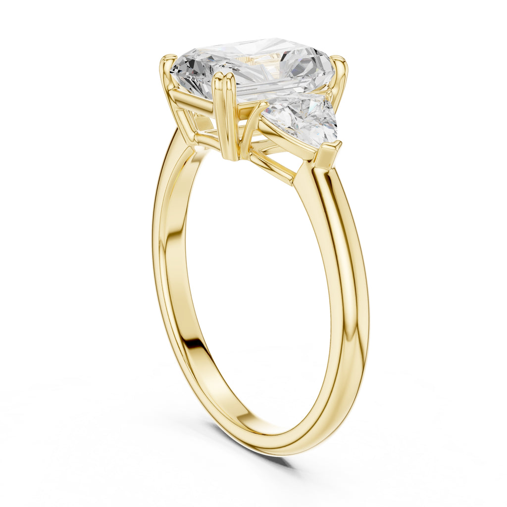 2.00 ct Opulent Three-Stone Engagement Ring 2ct Yellow Gold Radiant