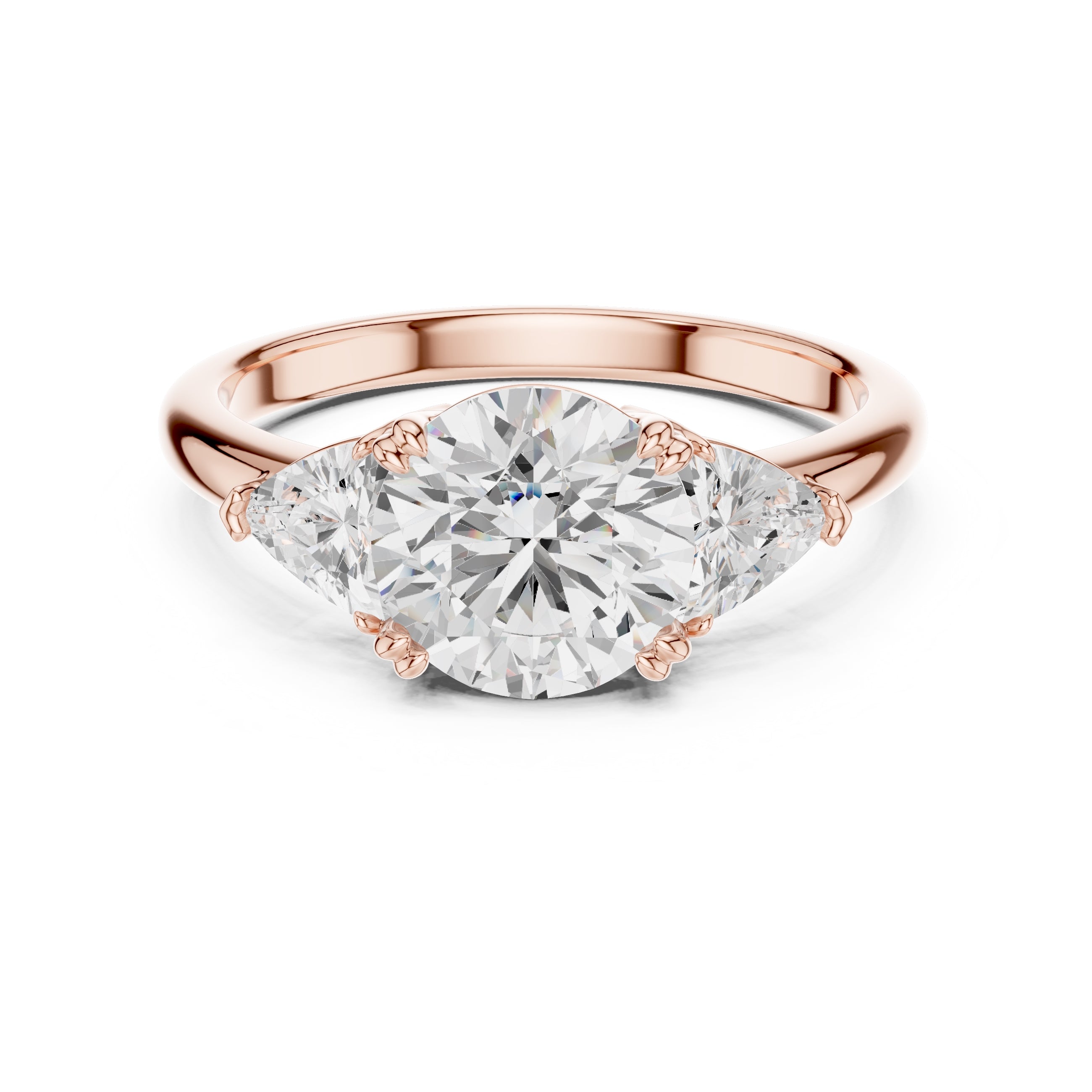 2.00 ct Opulent Three-Stone Engagement Ring 2ct Rose Gold Round