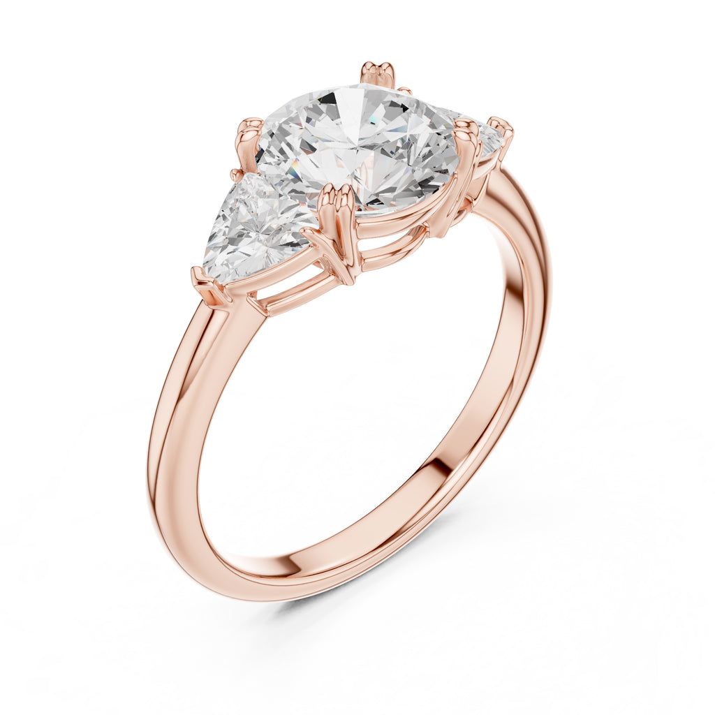 2.00 ct Opulent Three-Stone Engagement Ring 2ct Rose Gold Round