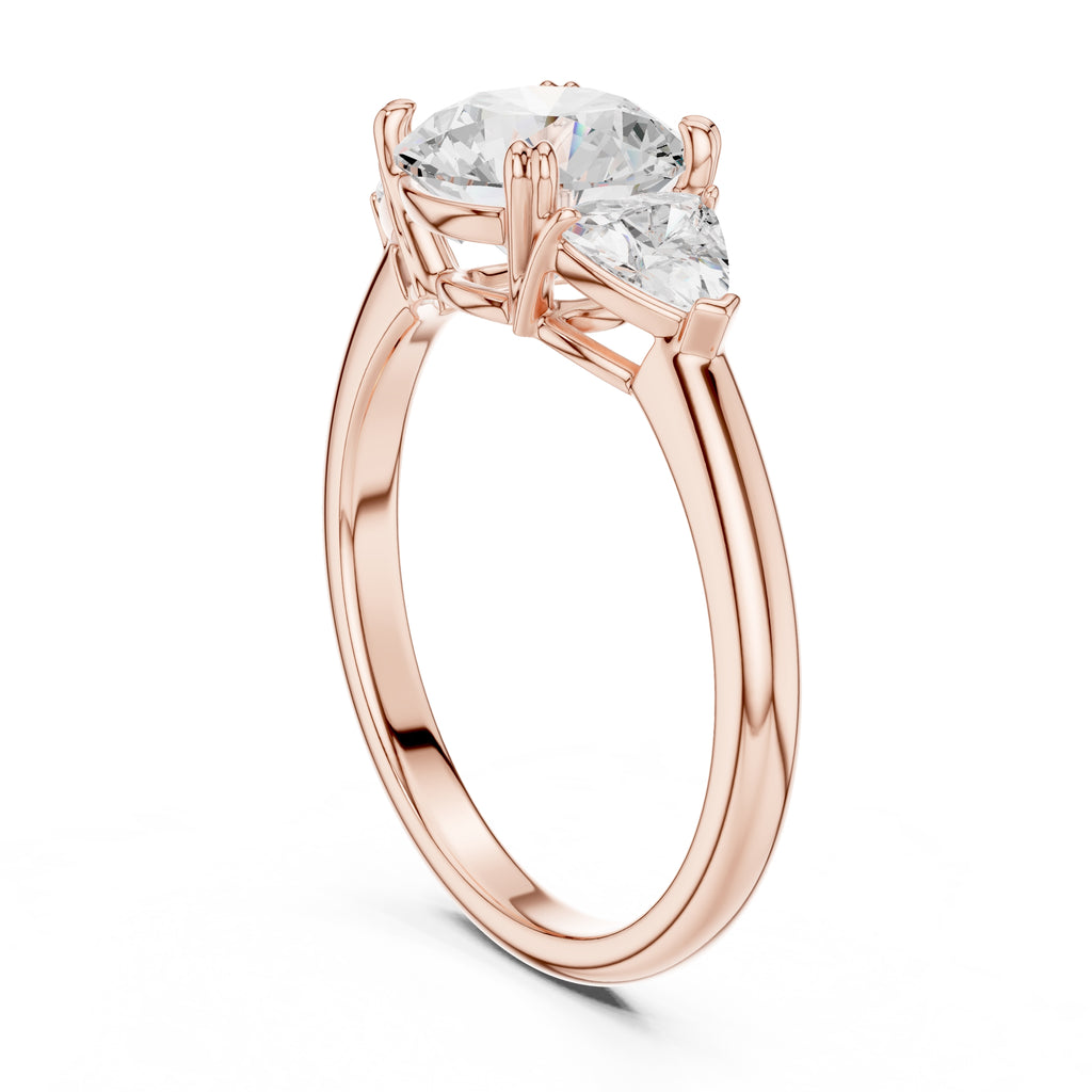 2.00 ct Opulent Three-Stone Engagement Ring 2ct Rose Gold Round