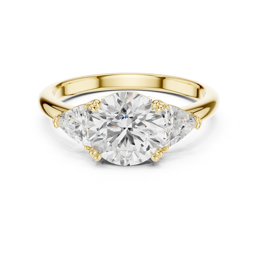 2.00 ct Opulent Three-Stone Engagement Ring 2ct Yellow Gold Round