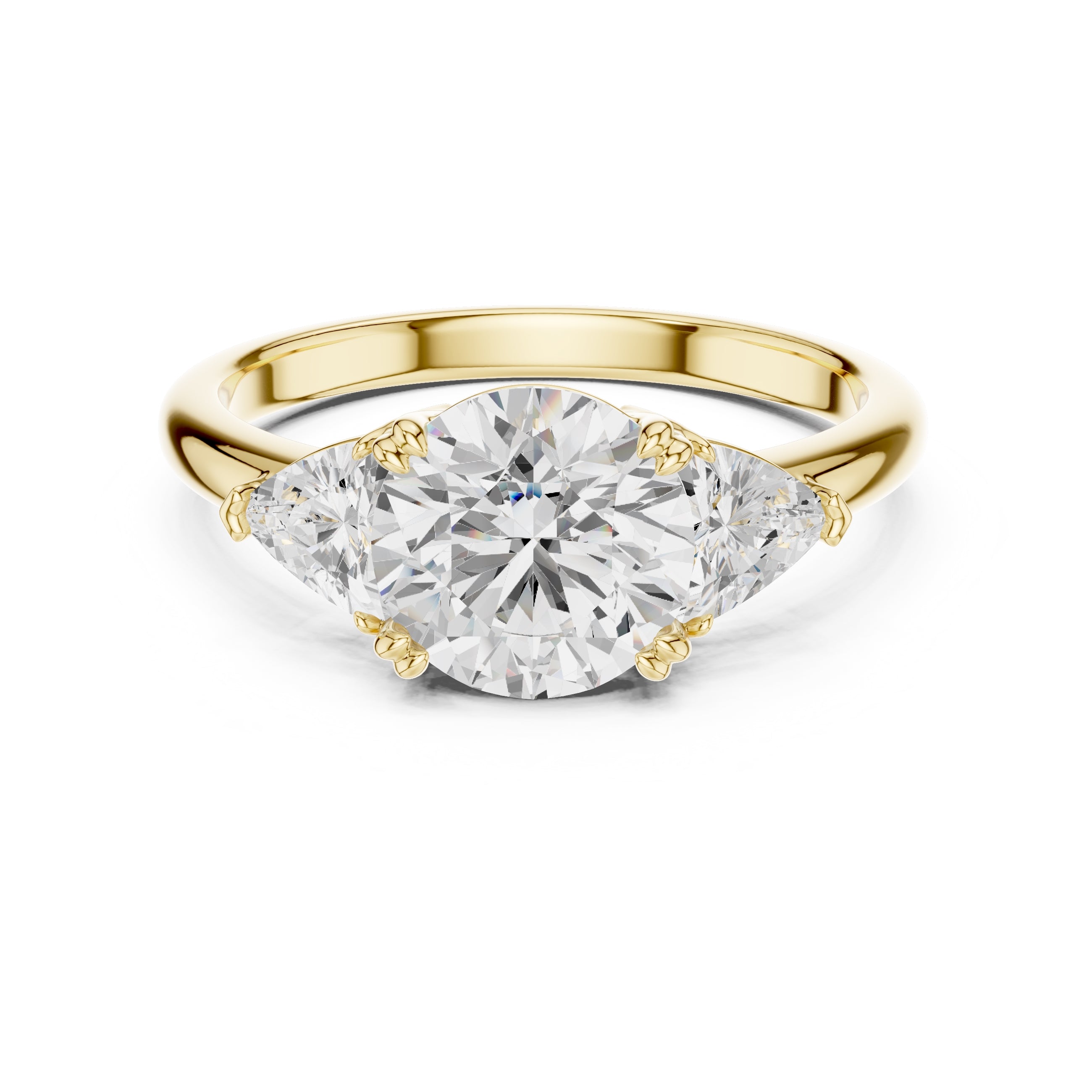 2.00 ct Opulent Three-Stone Engagement Ring 2ct Yellow Gold Round