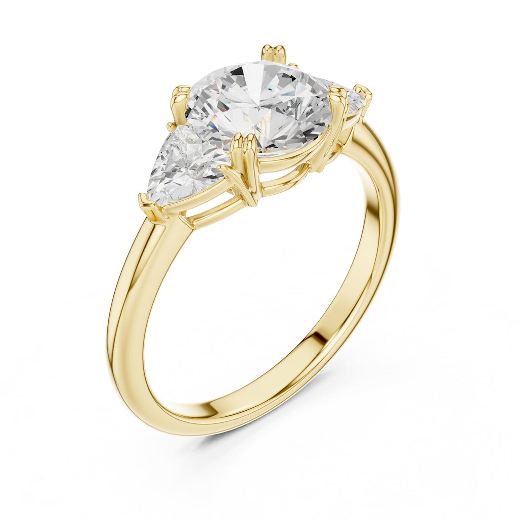 2.00 ct Opulent Three-Stone Engagement Ring 2ct Yellow Gold Round