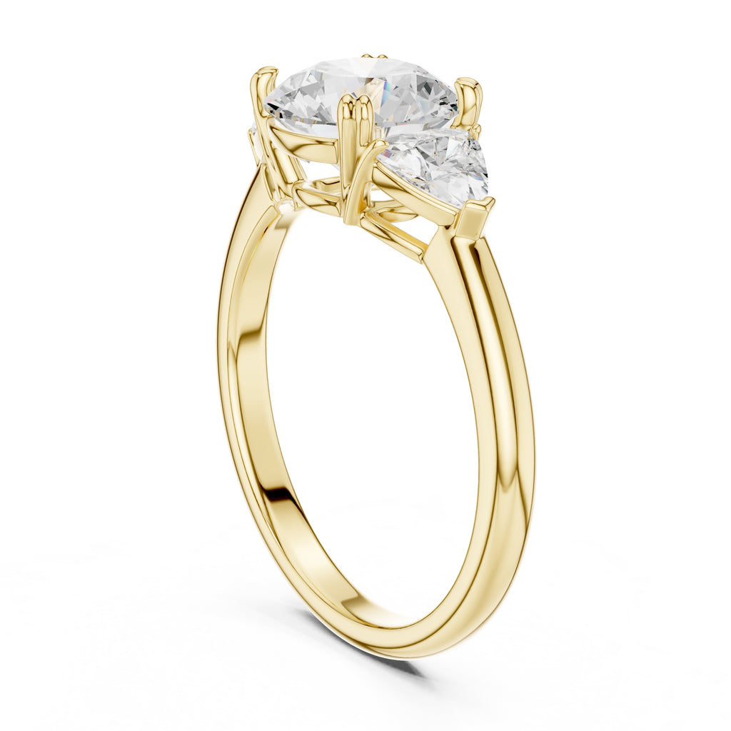 2.00 ct Opulent Three-Stone Engagement Ring 2ct Yellow Gold Round