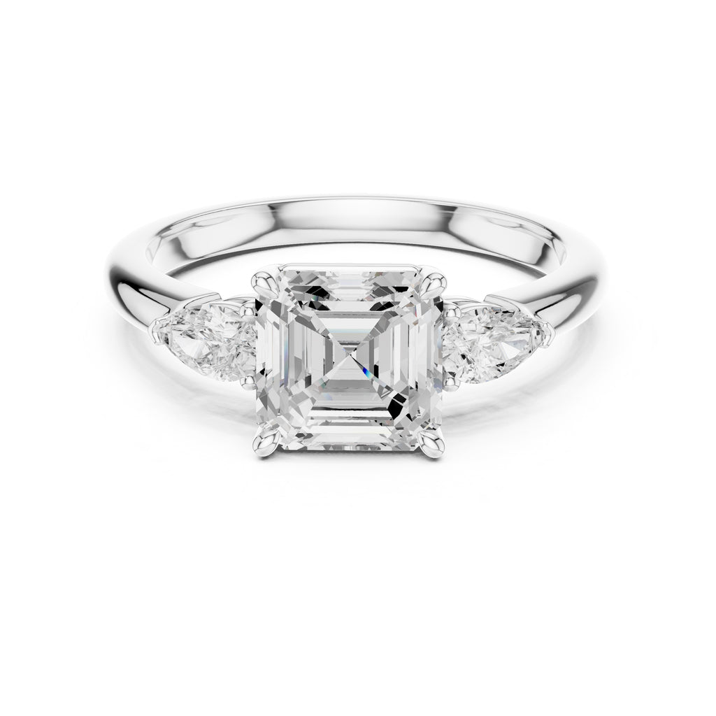 2.00 ct Majestic Three-Stone Engagement Ring 2ct White Gold Asscher