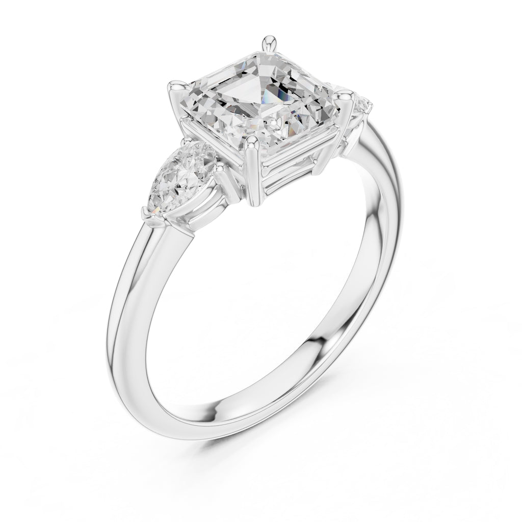 2.00 ct Majestic Three-Stone Engagement Ring 2ct White Gold Asscher