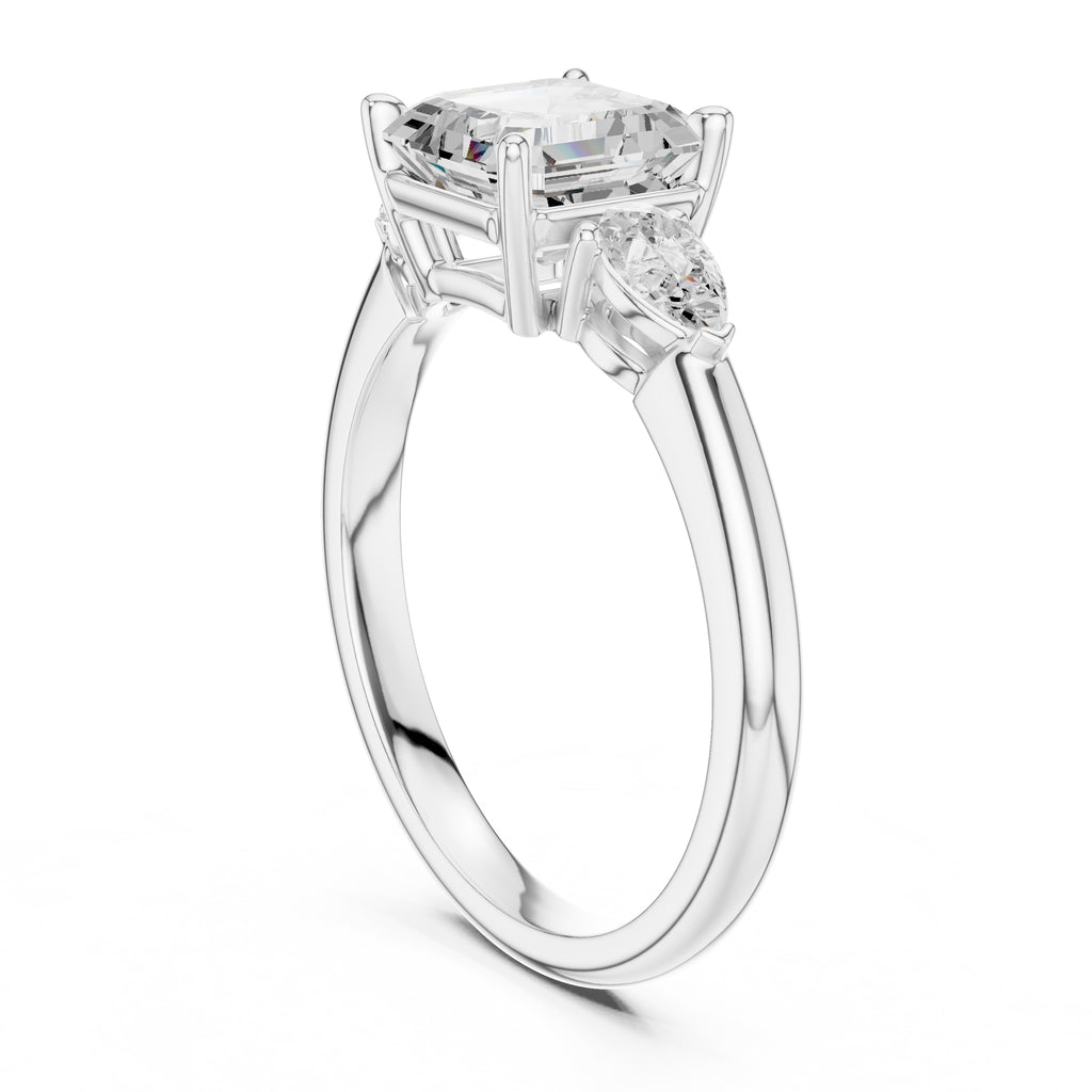 2.00 ct Majestic Three-Stone Engagement Ring 2ct White Gold Asscher