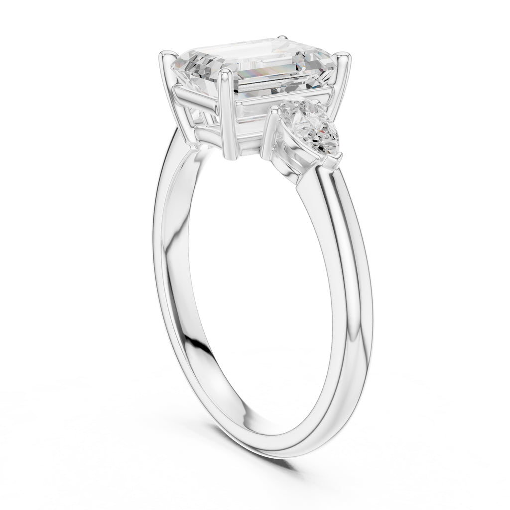 2.00 ct Majestic Three-Stone Engagement Ring 2ct White Gold Emerald