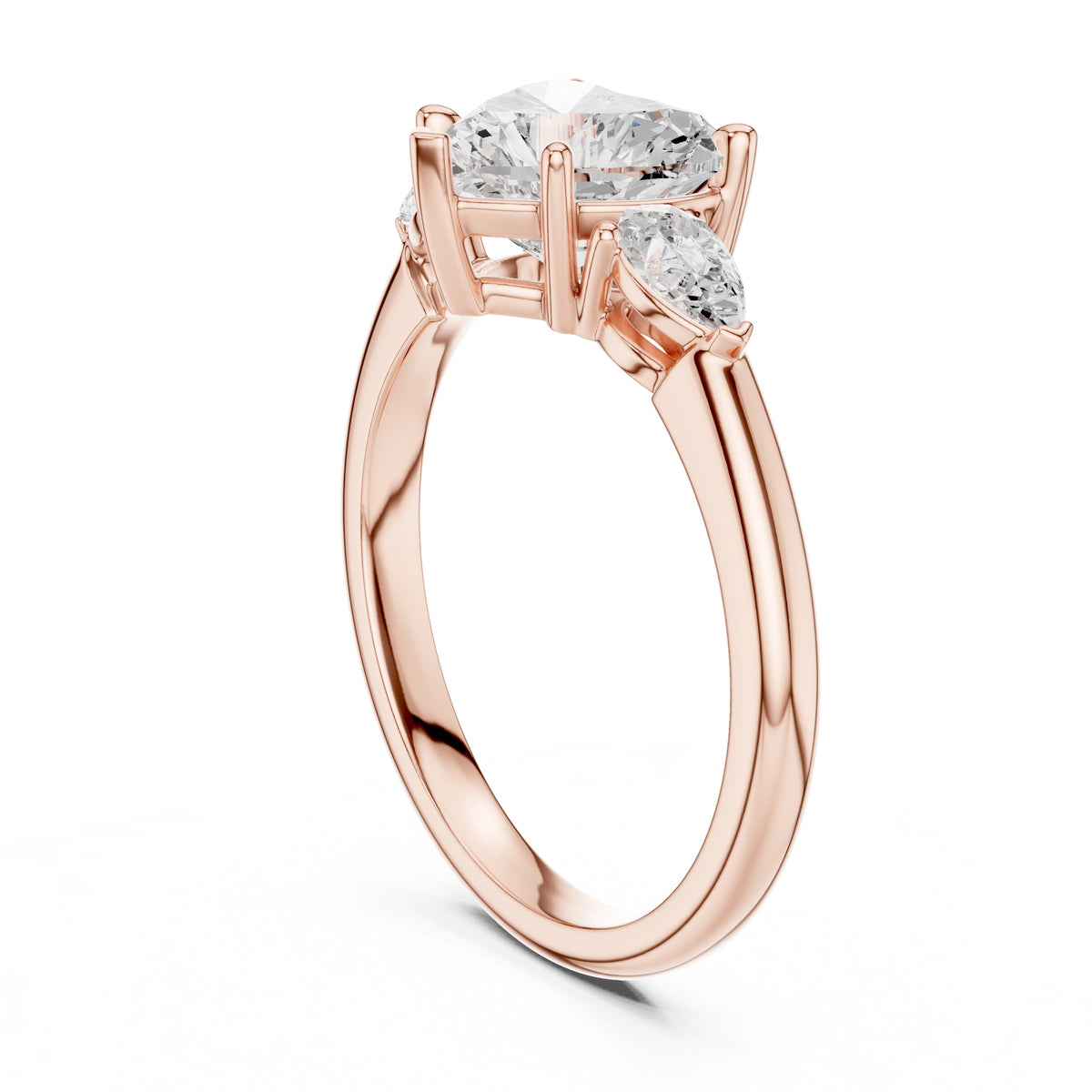 2.00 ct Majestic Three-Stone Engagement Ring 2ct Rose Gold Heart