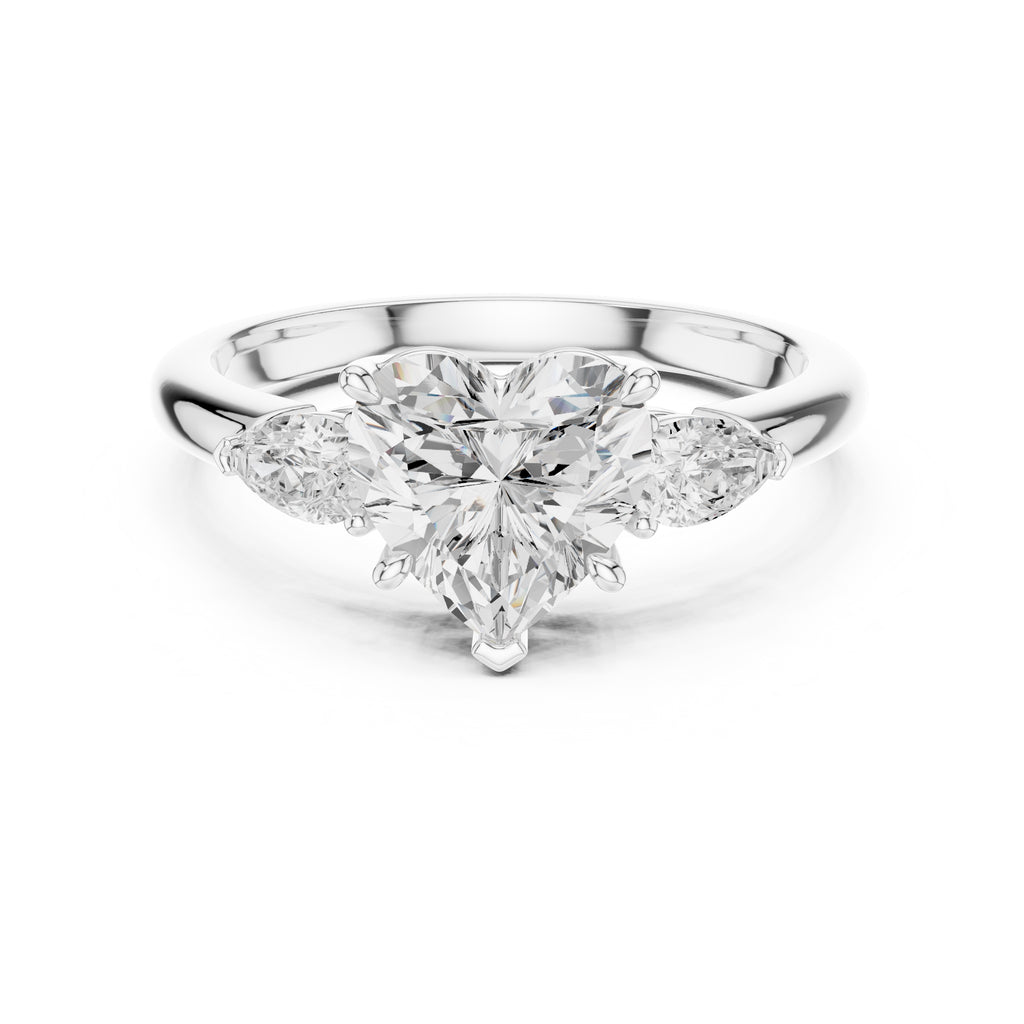 2.00 ct Majestic Three-Stone Engagement Ring 2ct White Gold Heart