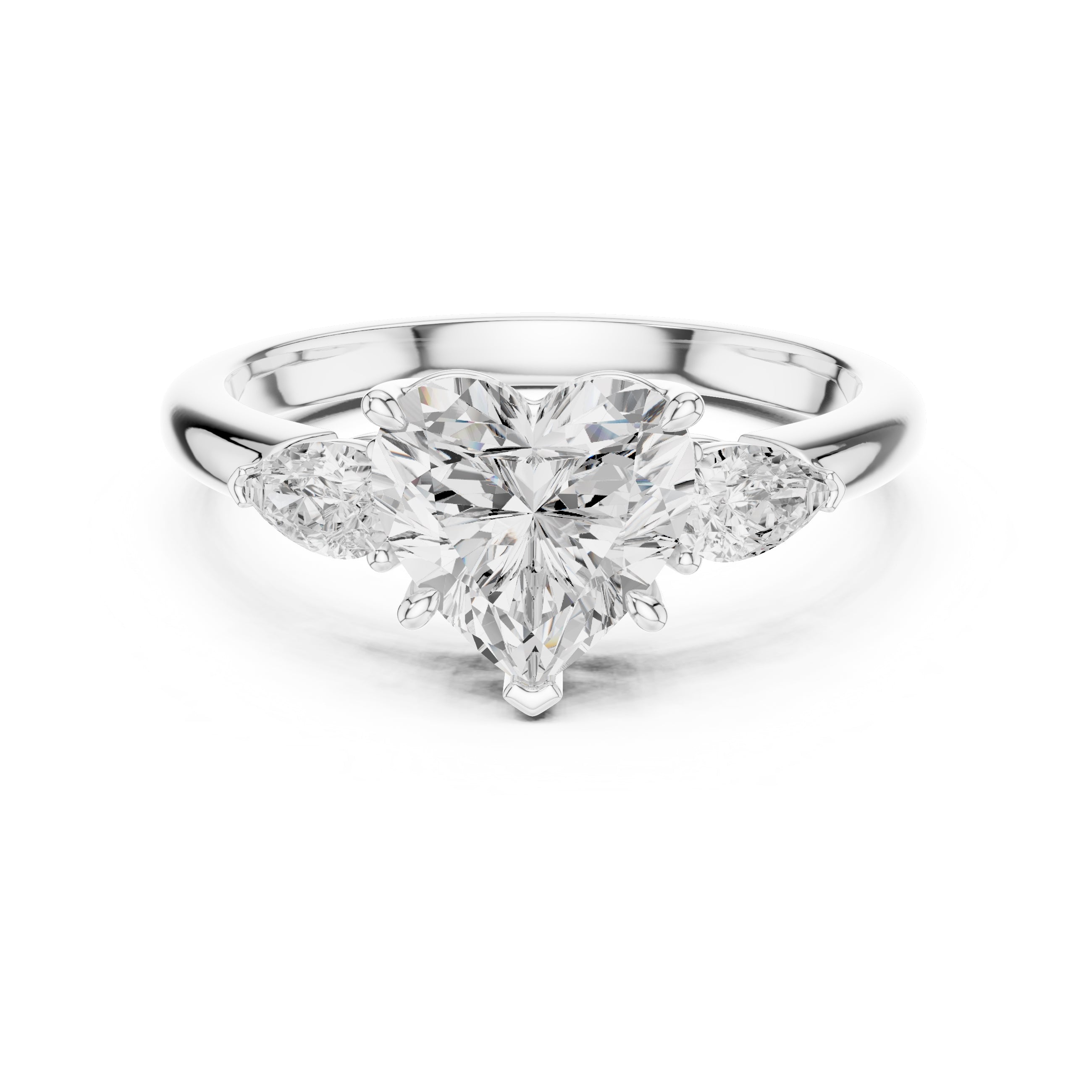 2.00 ct Majestic Three-Stone Engagement Ring 2ct White Gold Heart