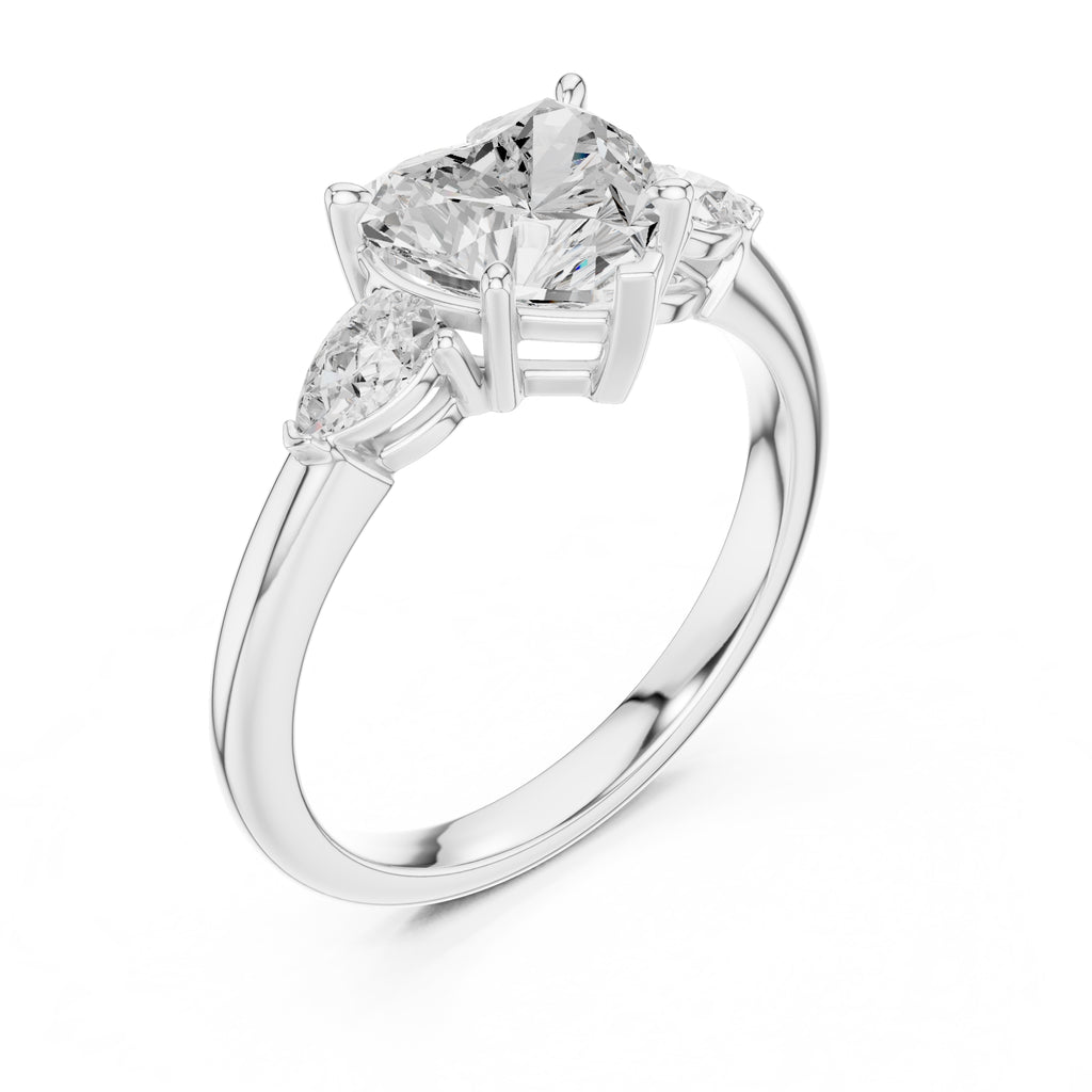 2.00 ct Majestic Three-Stone Engagement Ring 2ct White Gold Heart