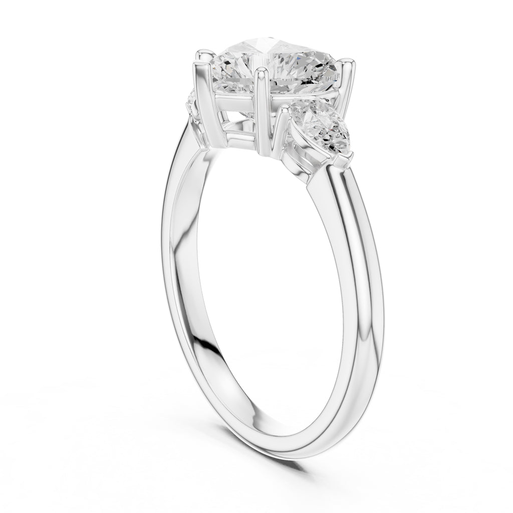 2.00 ct Majestic Three-Stone Engagement Ring 2ct White Gold Heart