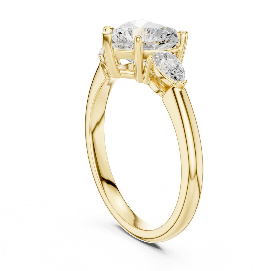 2.00 ct Majestic Three-Stone Engagement Ring 2ct Yellow Gold Heart