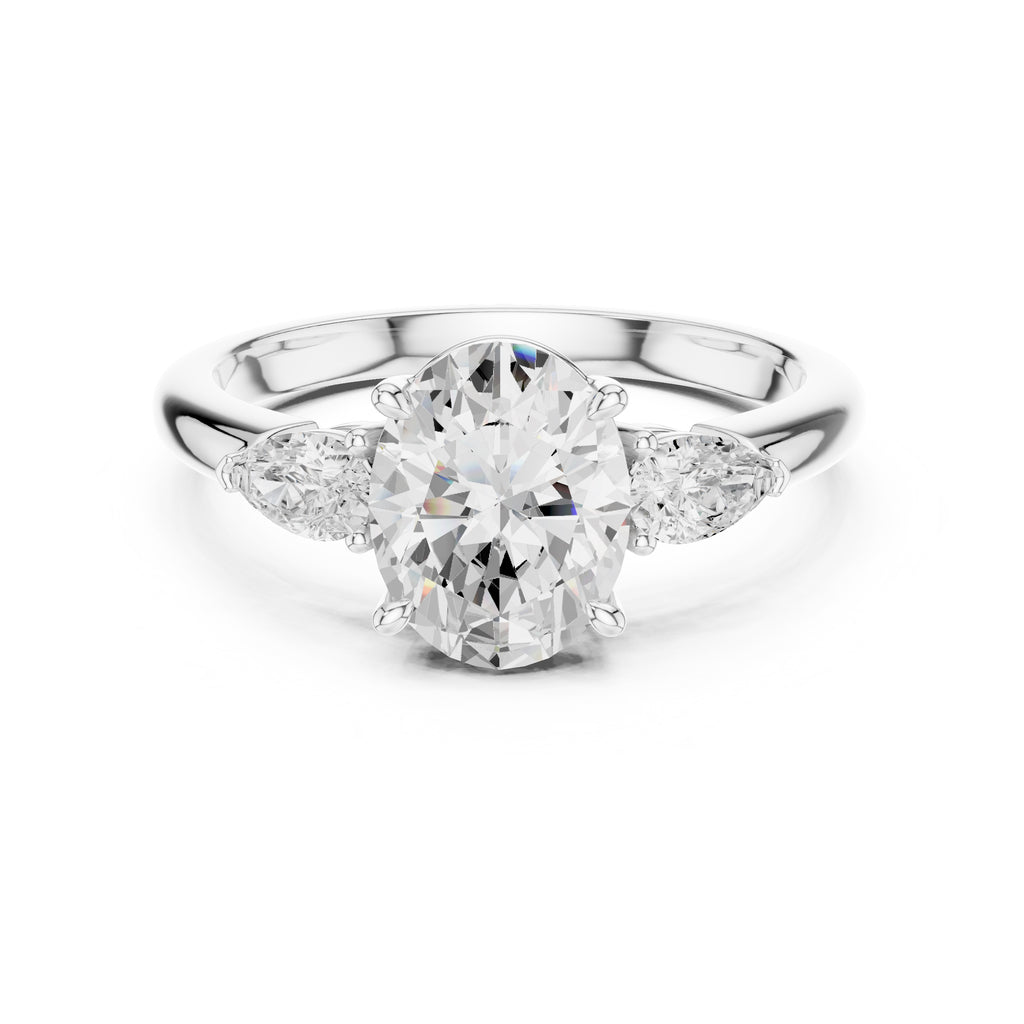 2.00 ct Majestic Three-Stone Engagement Ring 2ct White Gold Oval