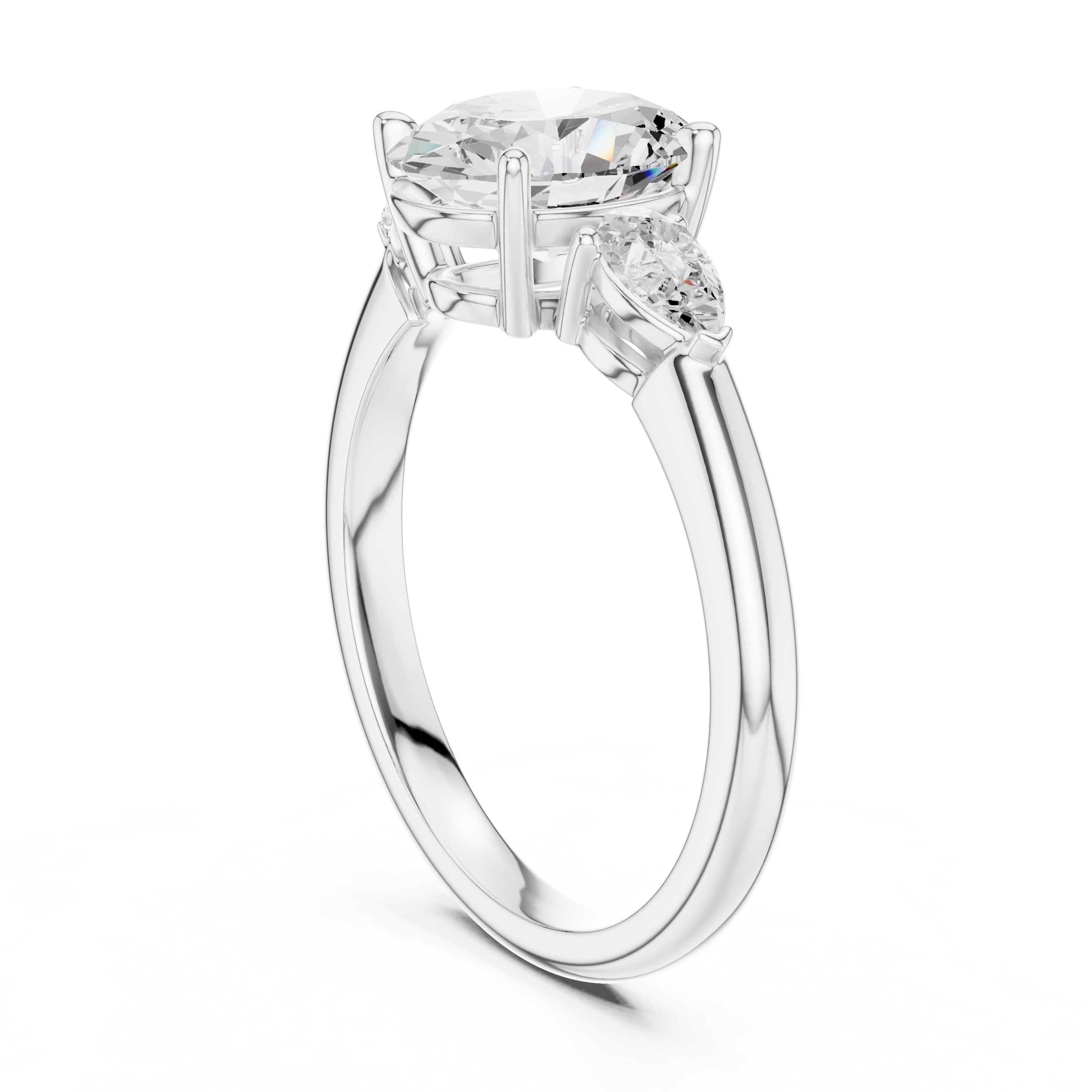 2.00 ct Majestic Three-Stone Engagement Ring 2ct White Gold Oval