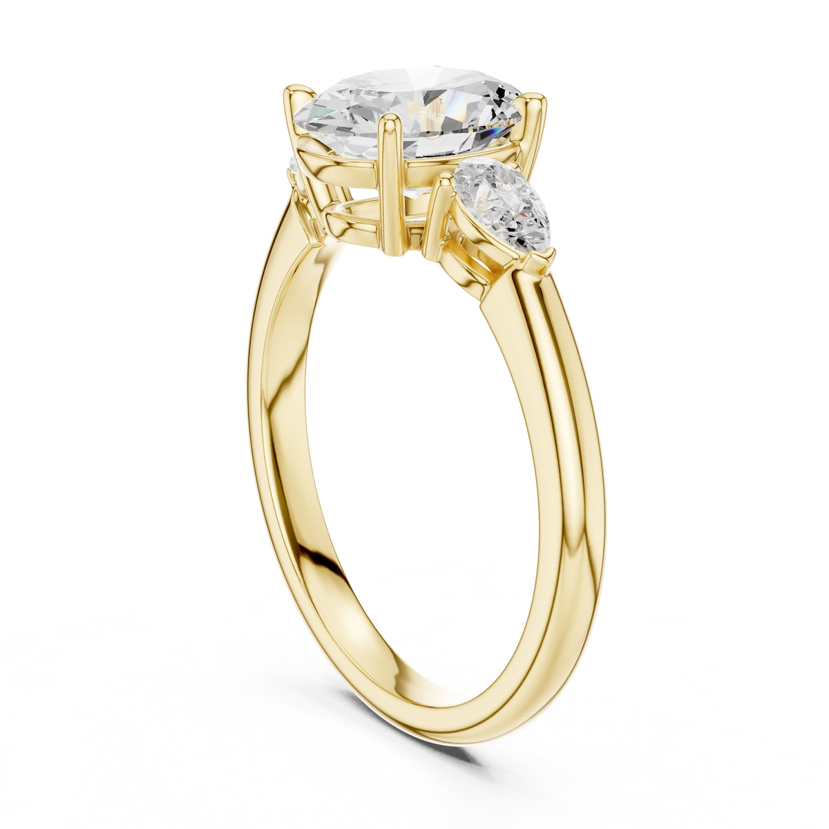 2.00 ct Majestic Three-Stone Engagement Ring 2ct Yellow Gold Oval