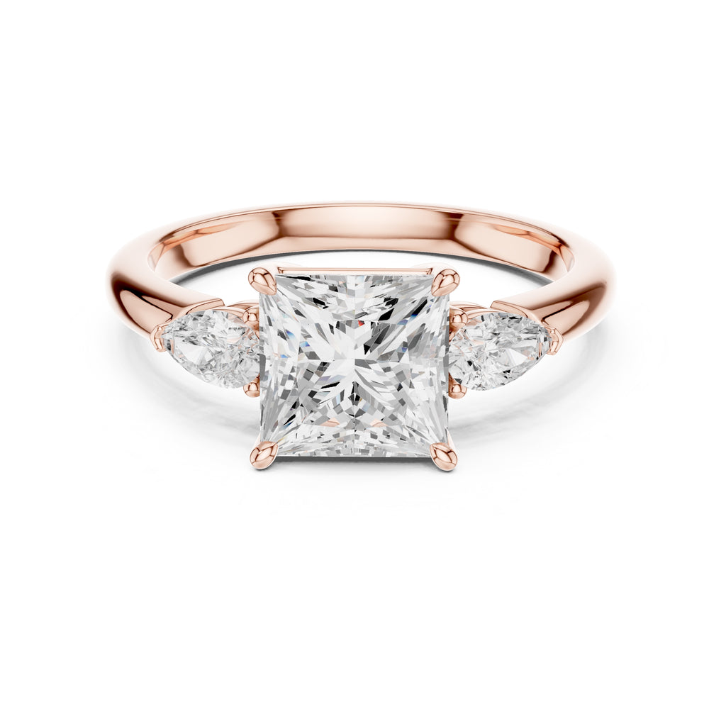 2.00 ct Majestic Three-Stone Engagement Ring 2ct Rose Gold Princess