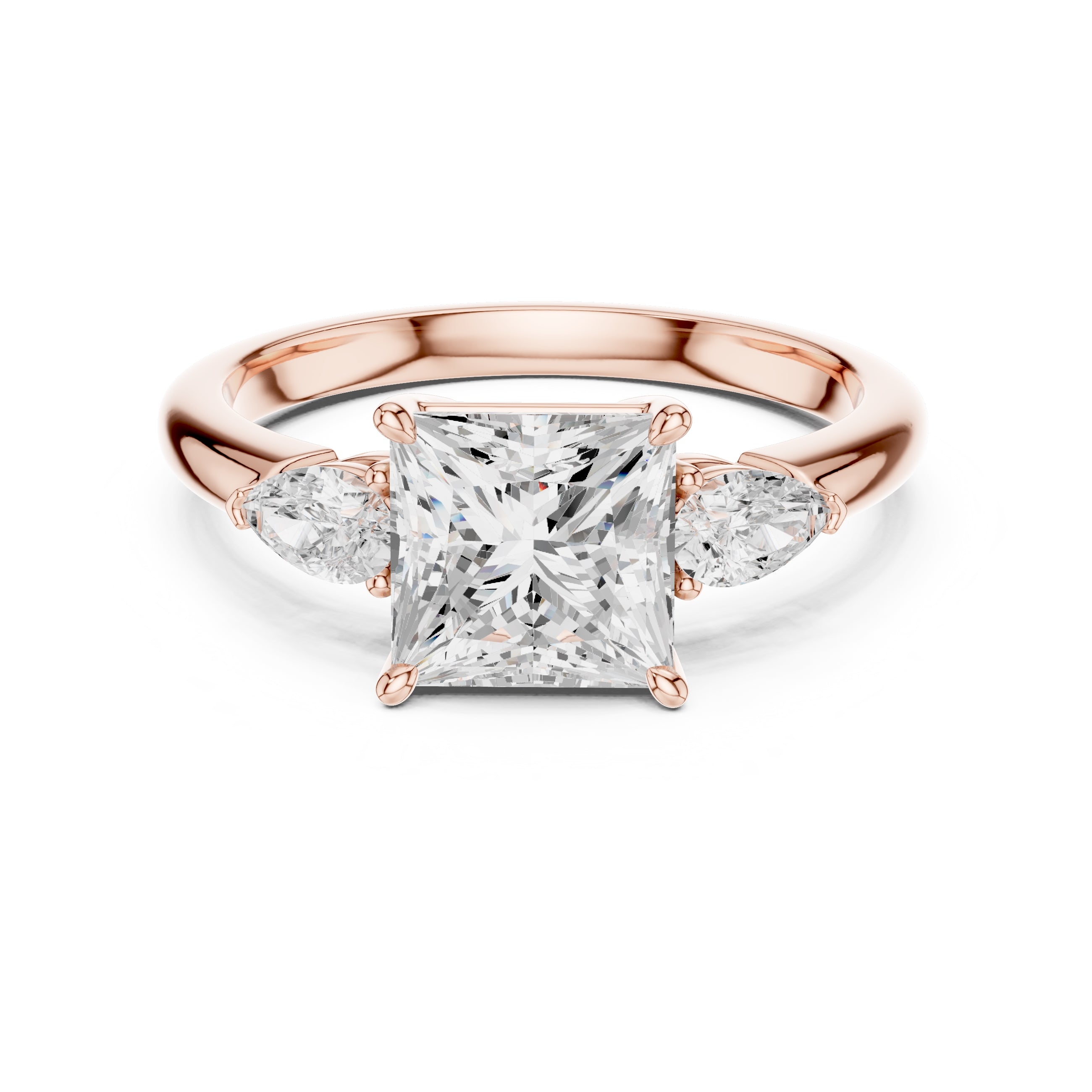 2.00 ct Majestic Three-Stone Engagement Ring 2ct Rose Gold Princess