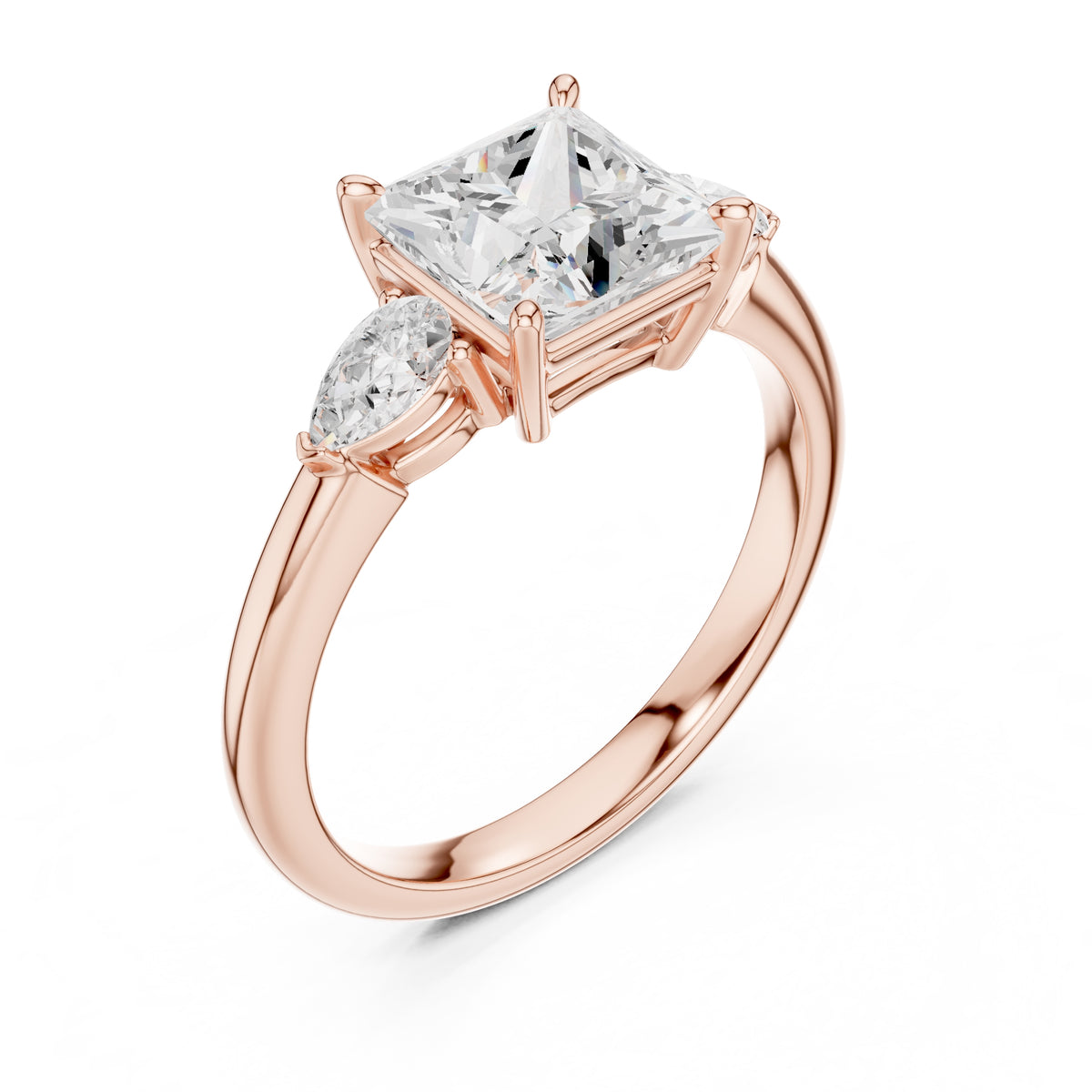 2.00 ct Majestic Three-Stone Engagement Ring 2ct Rose Gold Princess