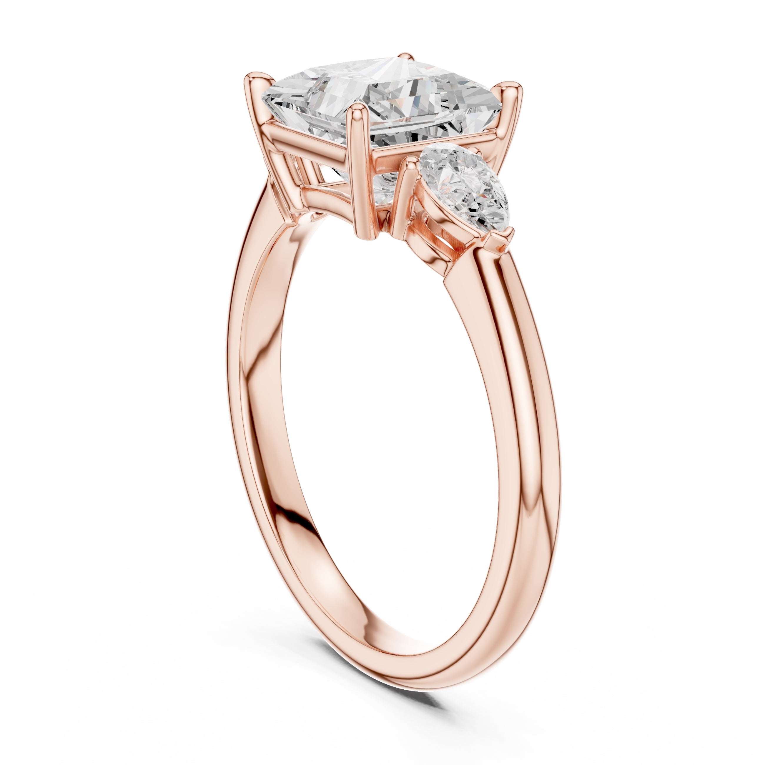 2.00 ct Majestic Three-Stone Engagement Ring 2ct Rose Gold Princess