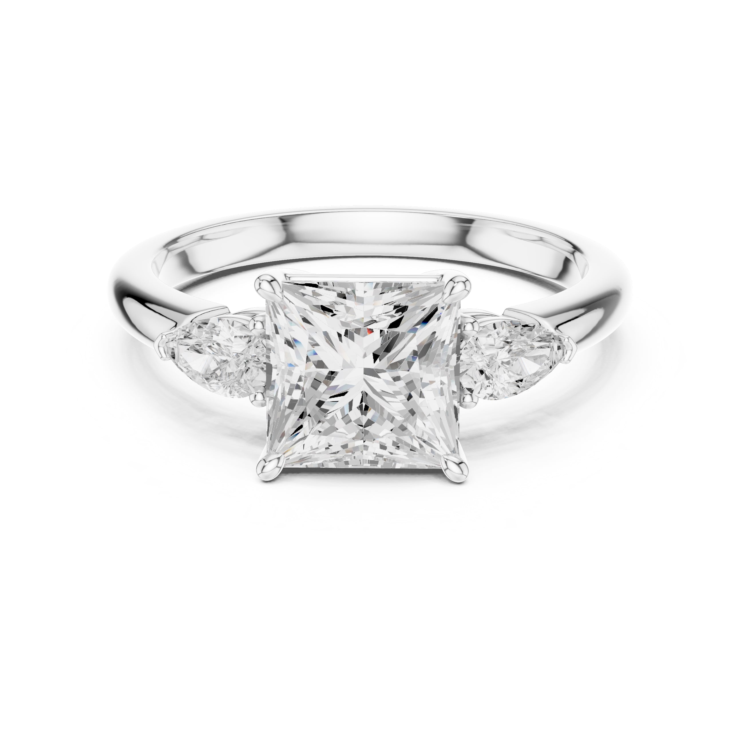 2.00 ct Majestic Three-Stone Engagement Ring 2ct White Gold Princess