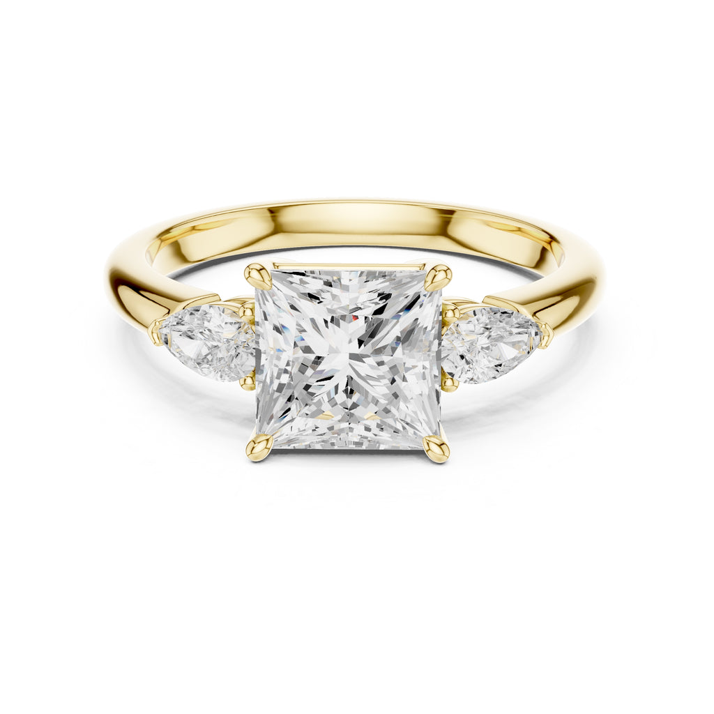 2.00 ct Majestic Three-Stone Engagement Ring 2ct Yellow Gold Princess