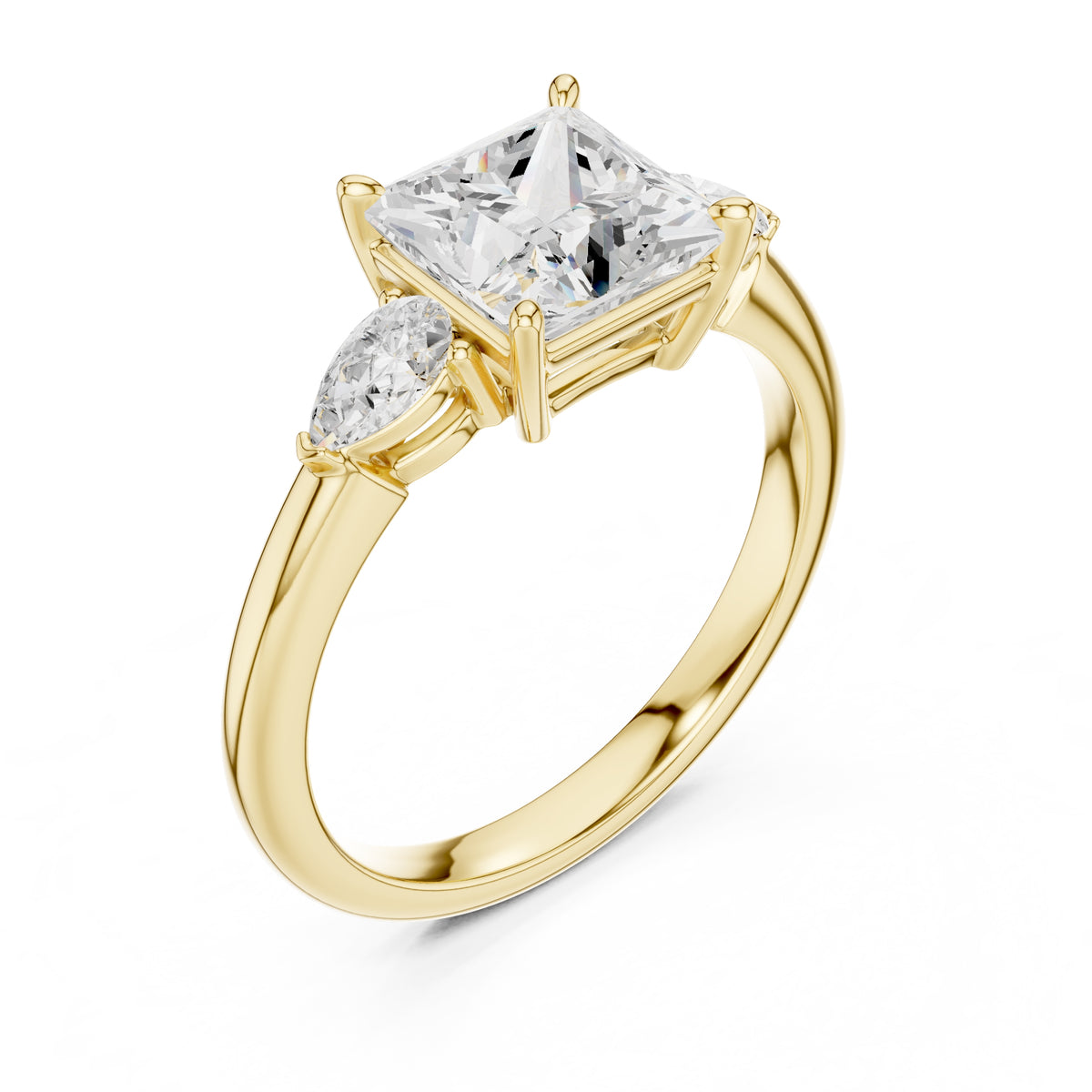 2.00 ct Majestic Three-Stone Engagement Ring 2ct Yellow Gold Princess