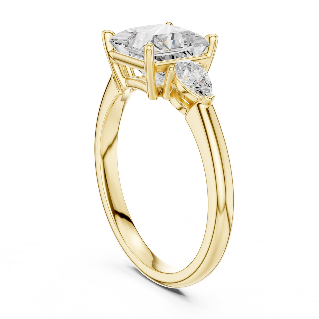 2.00 ct Majestic Three-Stone Engagement Ring 2ct Yellow Gold Princess