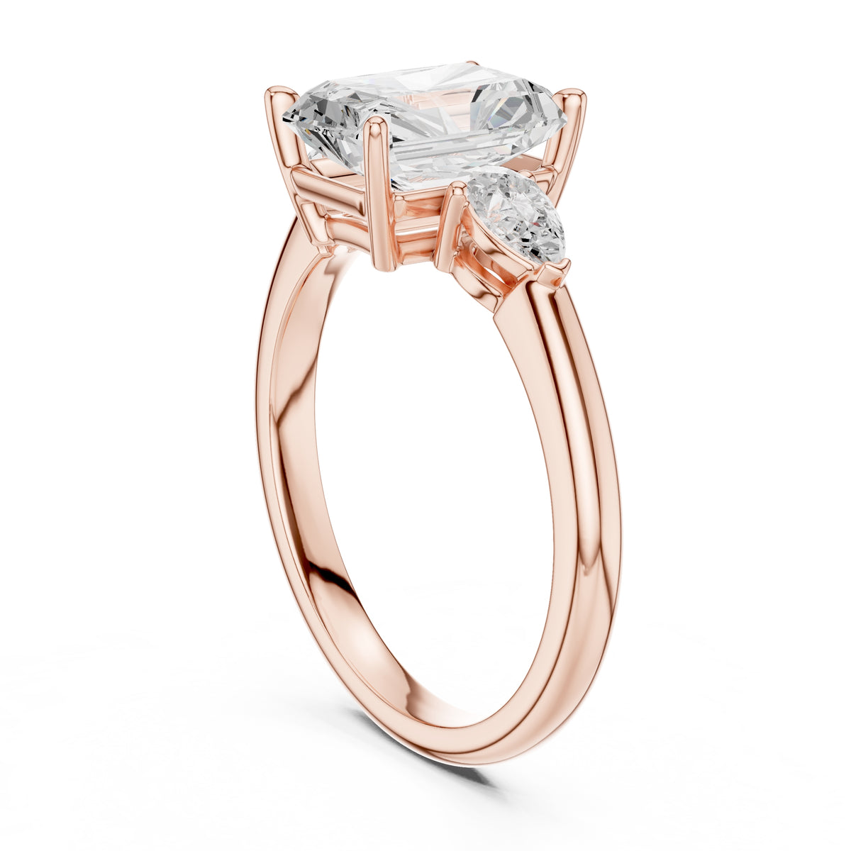 2.00 ct Majestic Three-Stone Engagement Ring 2ct Rose Gold Radiant