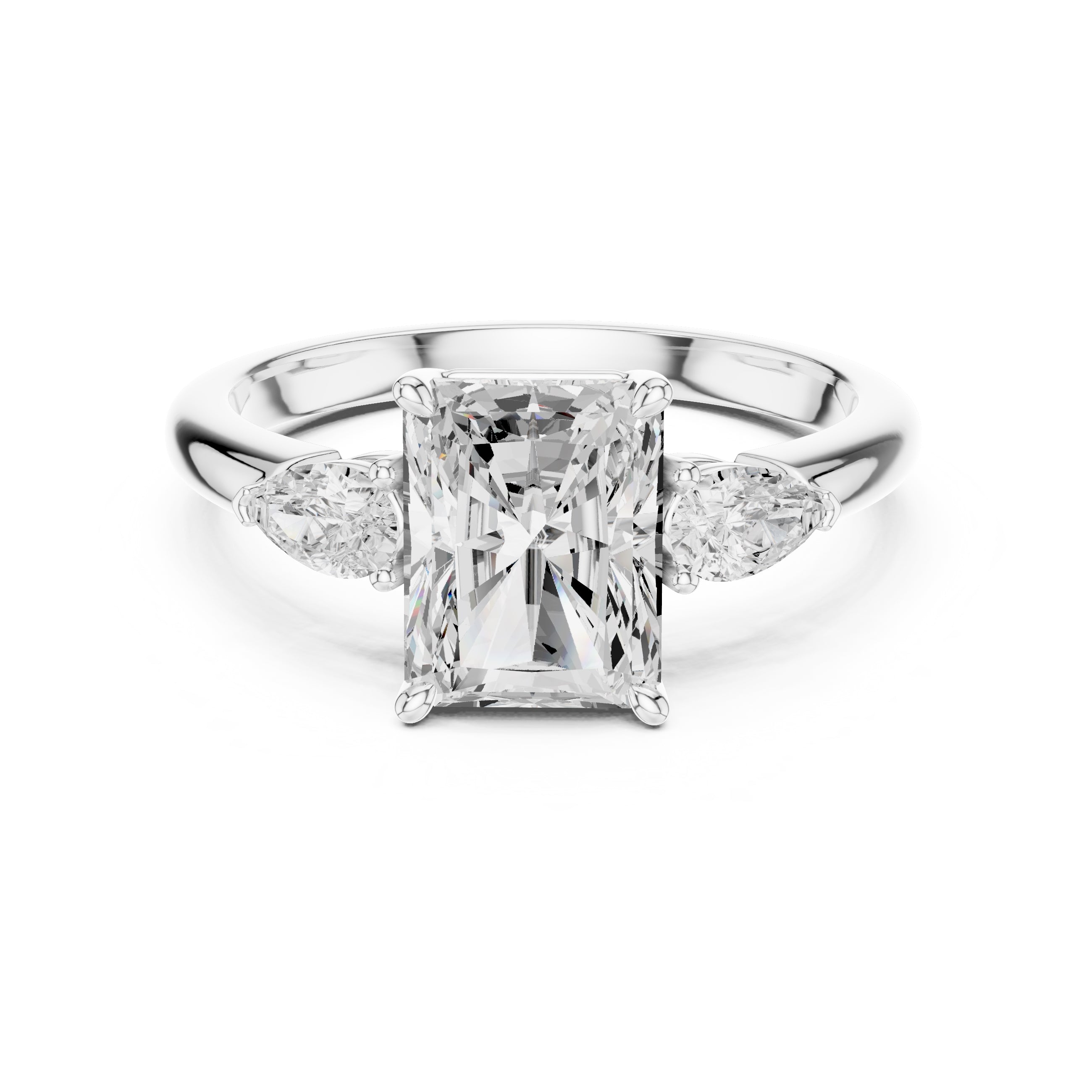 2.00 ct Majestic Three-Stone Engagement Ring 2ct White Gold Radiant