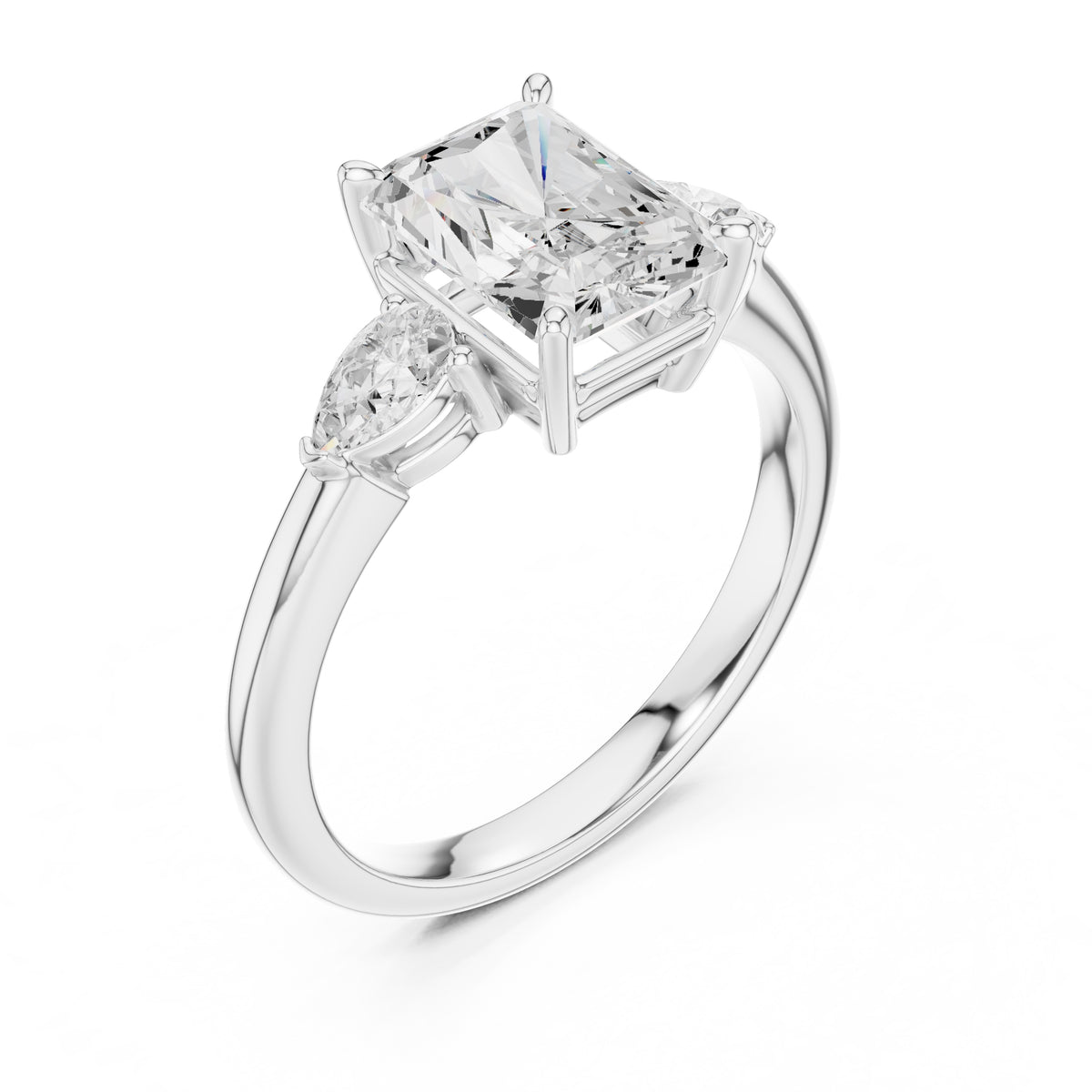 2.00 ct Majestic Three-Stone Engagement Ring 2ct White Gold Radiant