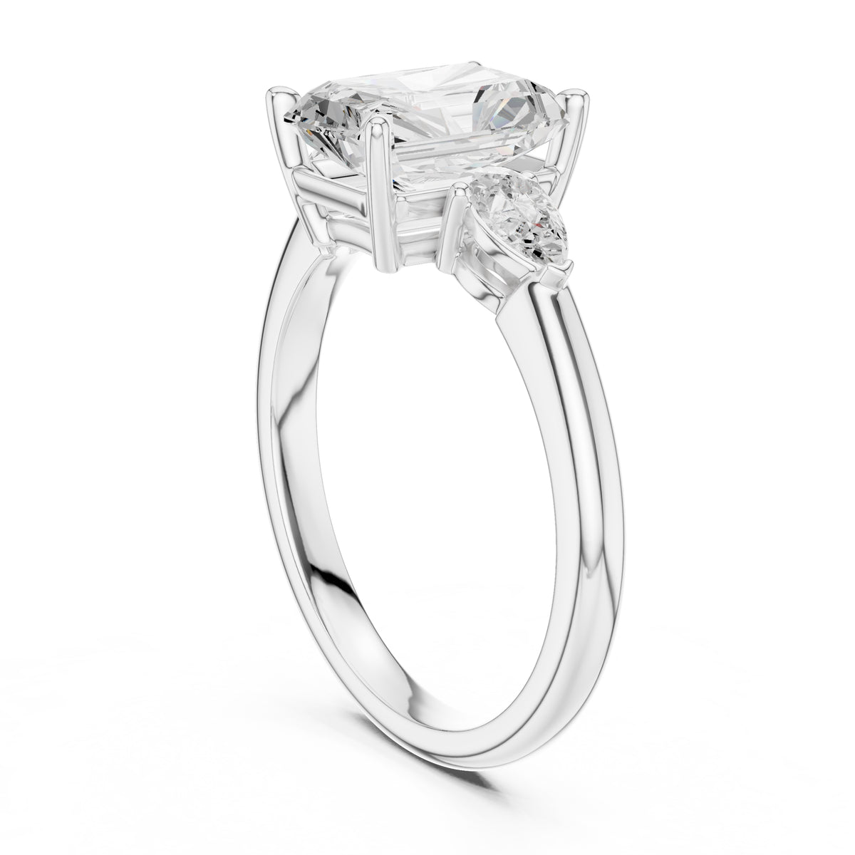 2.00 ct Majestic Three-Stone Engagement Ring 2ct White Gold Radiant
