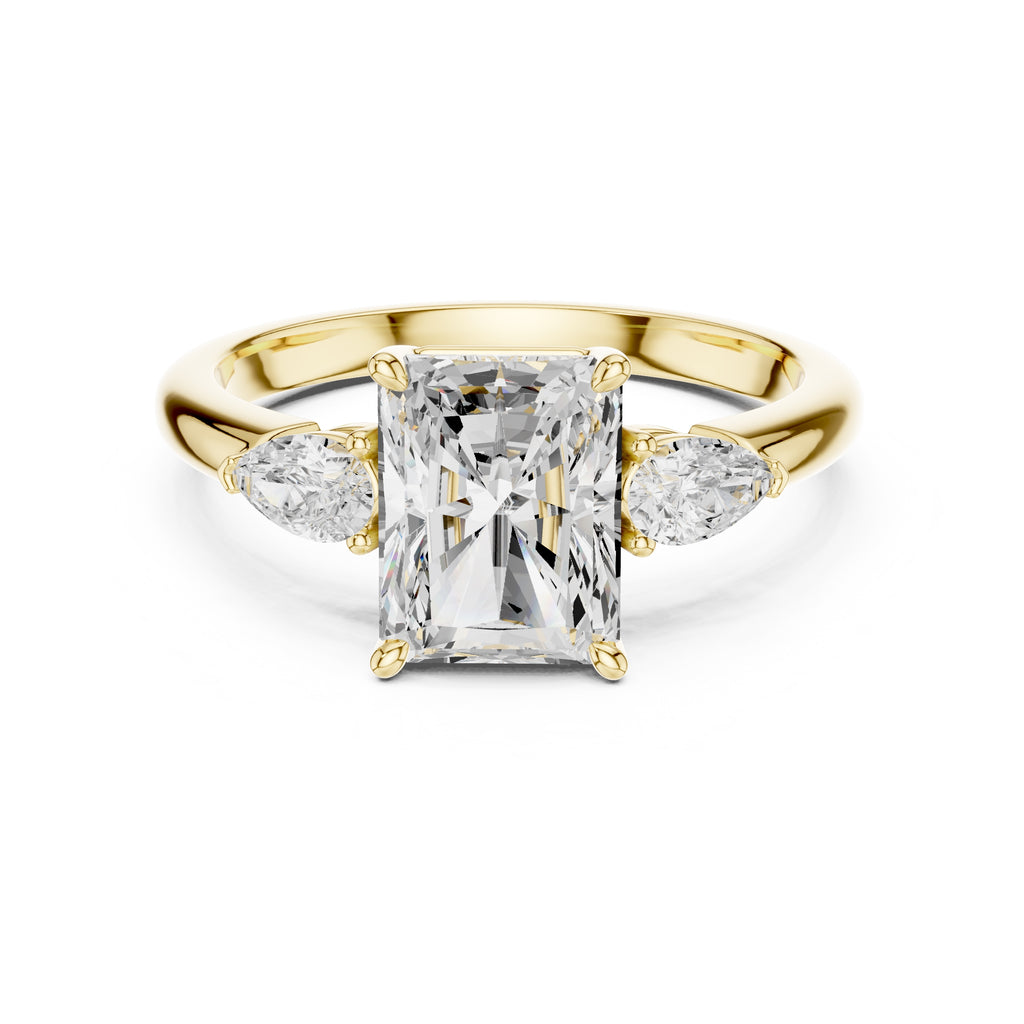 2.00 ct Majestic Three-Stone Engagement Ring 2ct Yellow Gold Radiant