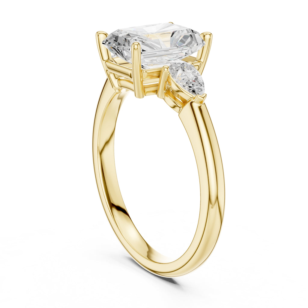 2.00 ct Majestic Three-Stone Engagement Ring 2ct Yellow Gold Radiant
