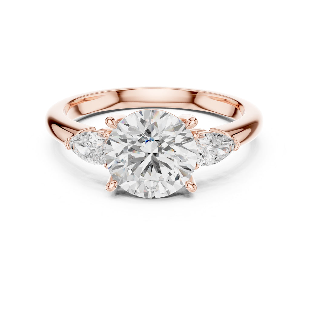 2.00 ct Majestic Three-Stone Engagement Ring 2ct Rose Gold Round