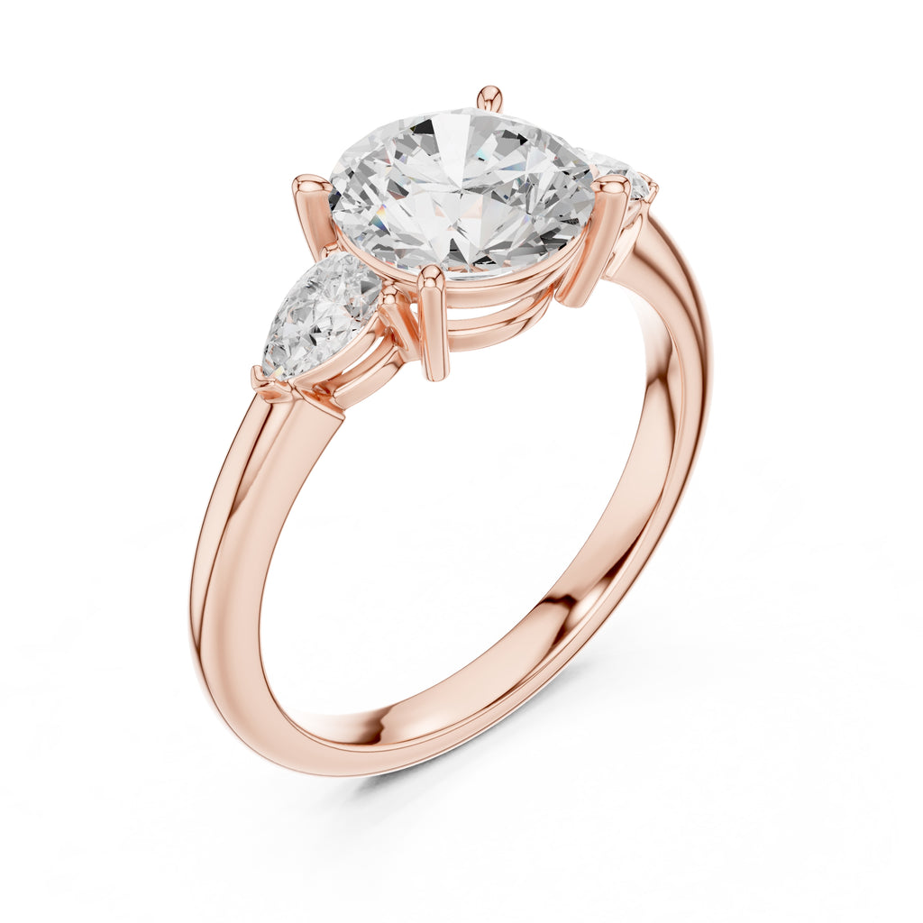 2.00 ct Majestic Three-Stone Engagement Ring 2ct Rose Gold Round