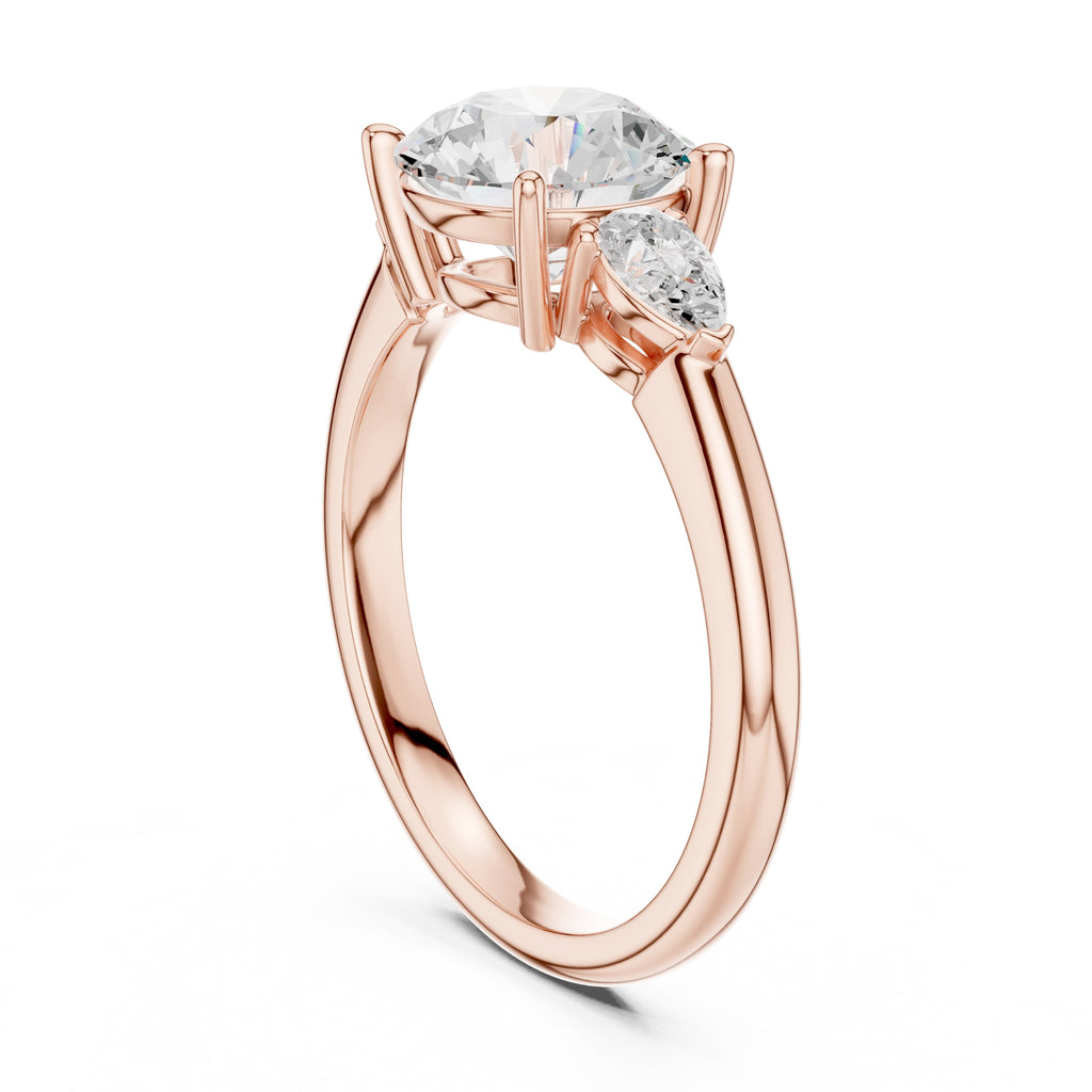 2.00 ct Majestic Three-Stone Engagement Ring 2ct Rose Gold Round