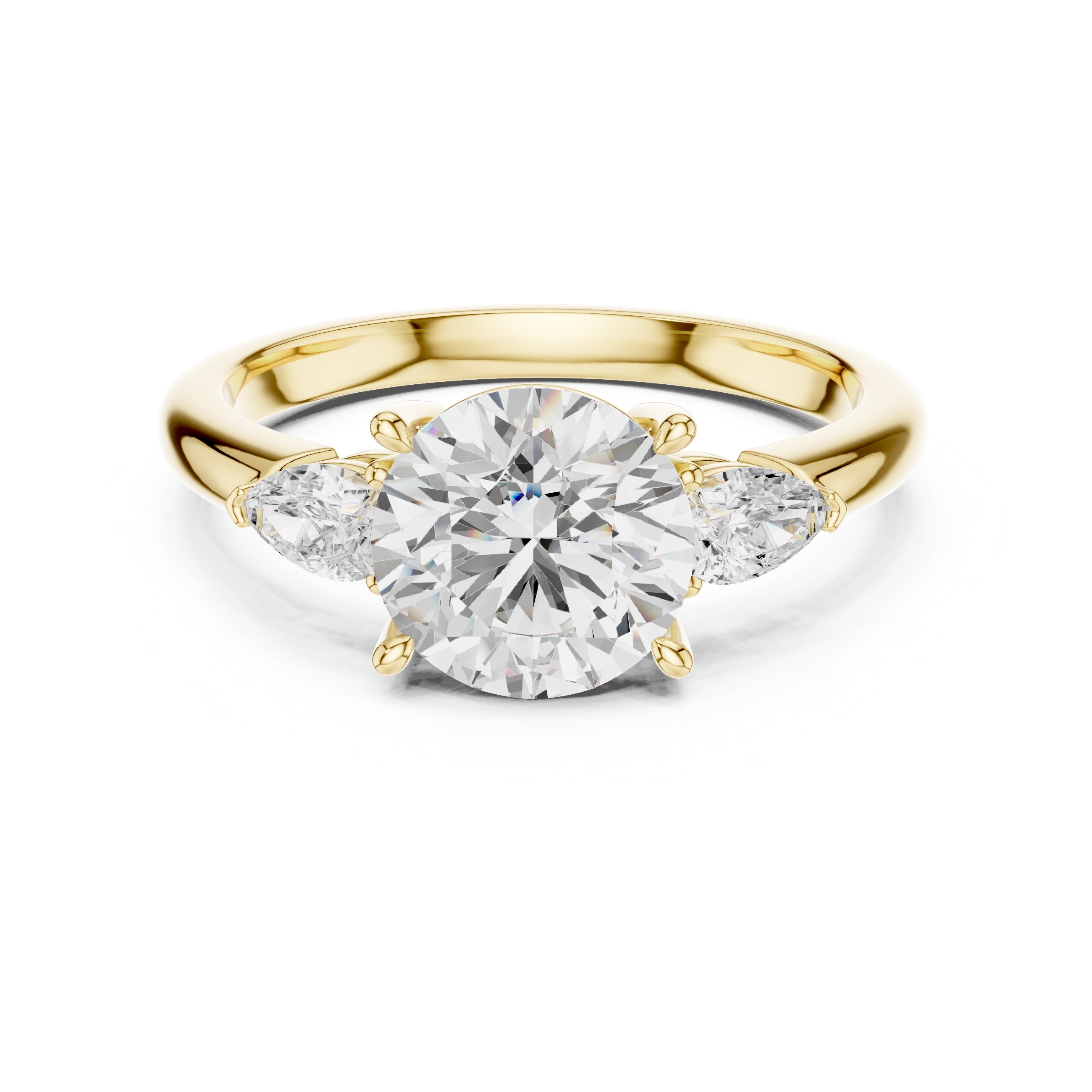 2.00 ct Majestic Three-Stone Engagement Ring 2ct Yellow Gold Round