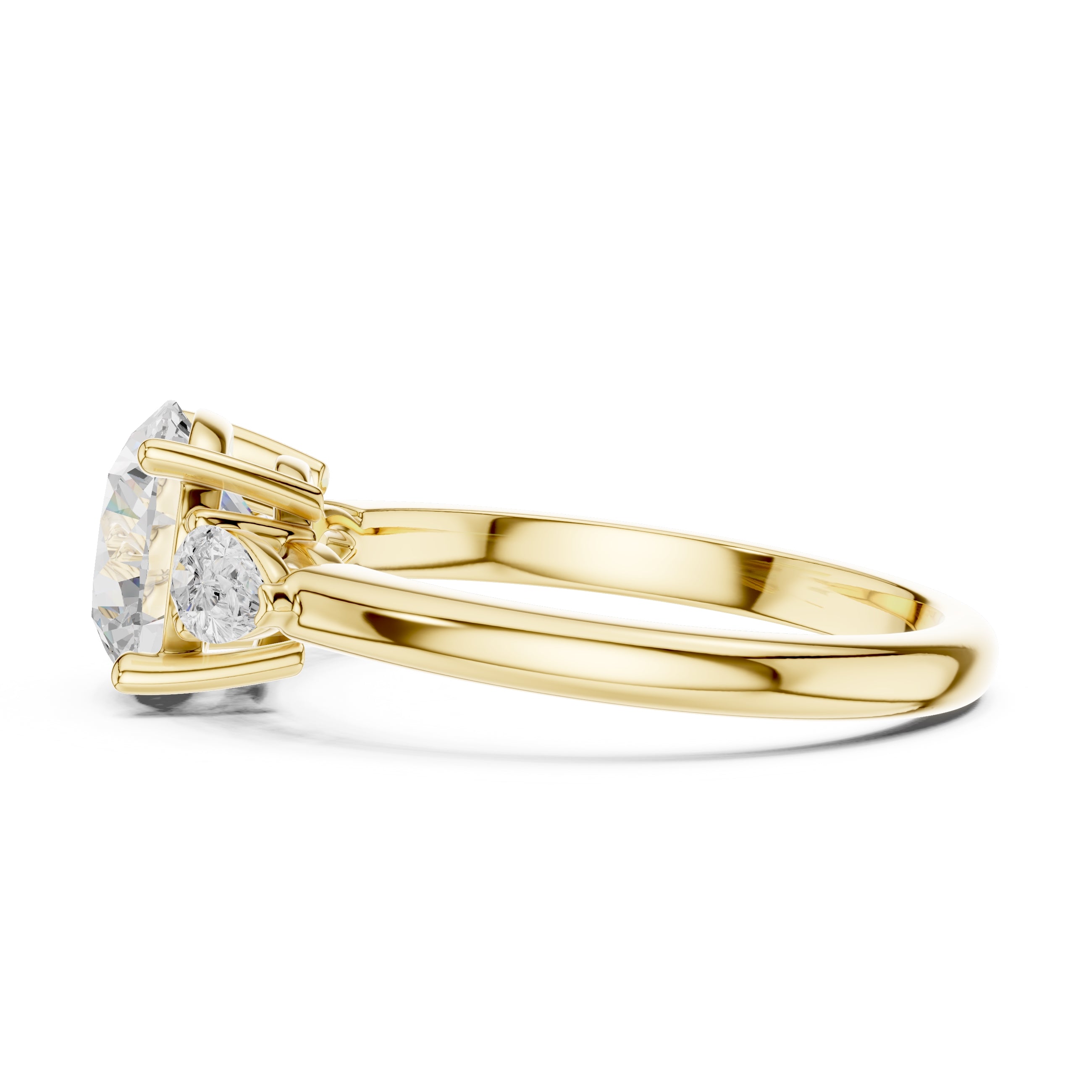 2.00 ct Majestic Three-Stone Engagement Ring 2ct Yellow Gold Round
