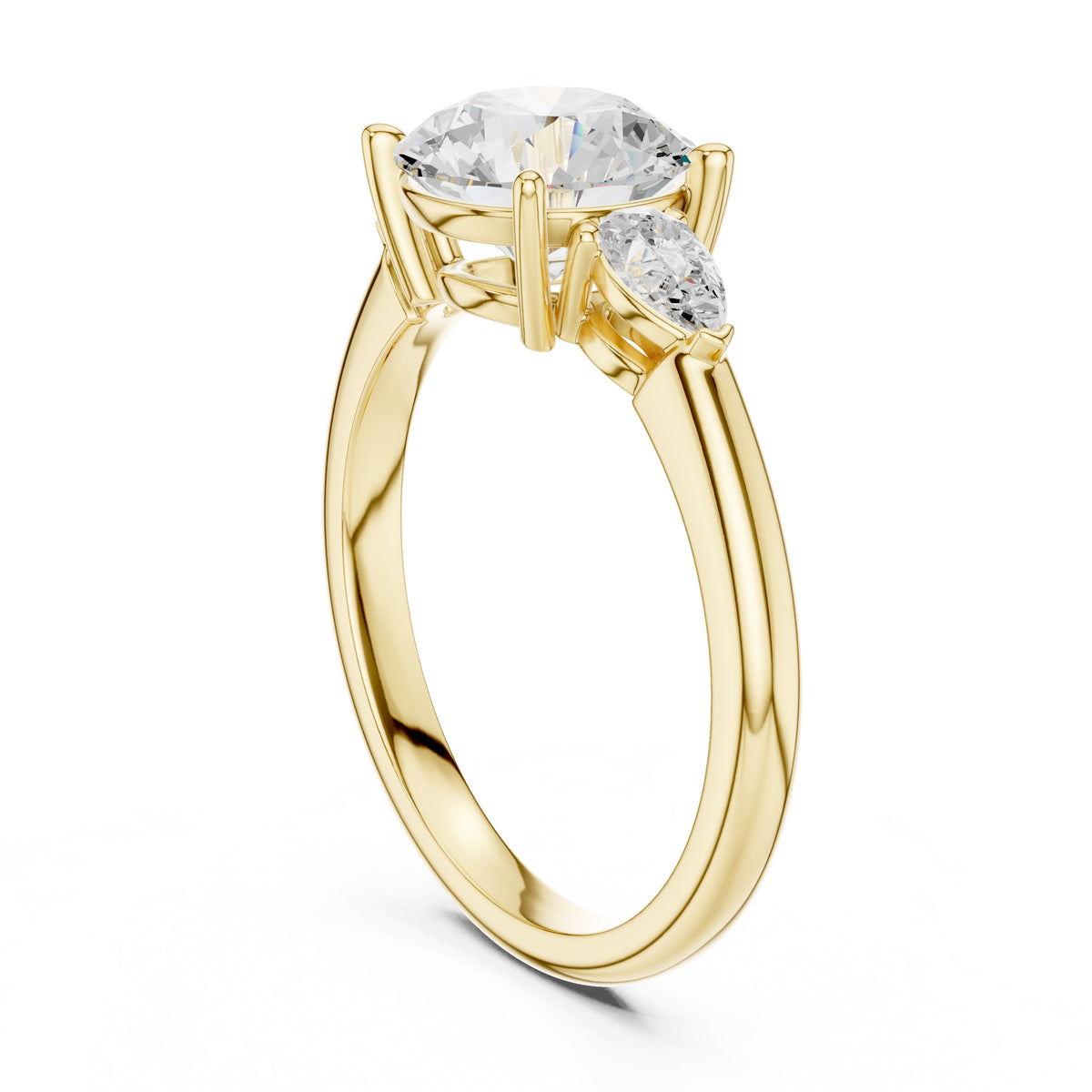 2.00 ct Majestic Three-Stone Engagement Ring 2ct Yellow Gold Round