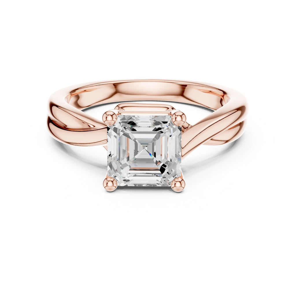 2.00 ct Enchanted Twist Solitaire Engagement Ring 2ct Rose Gold Asscher